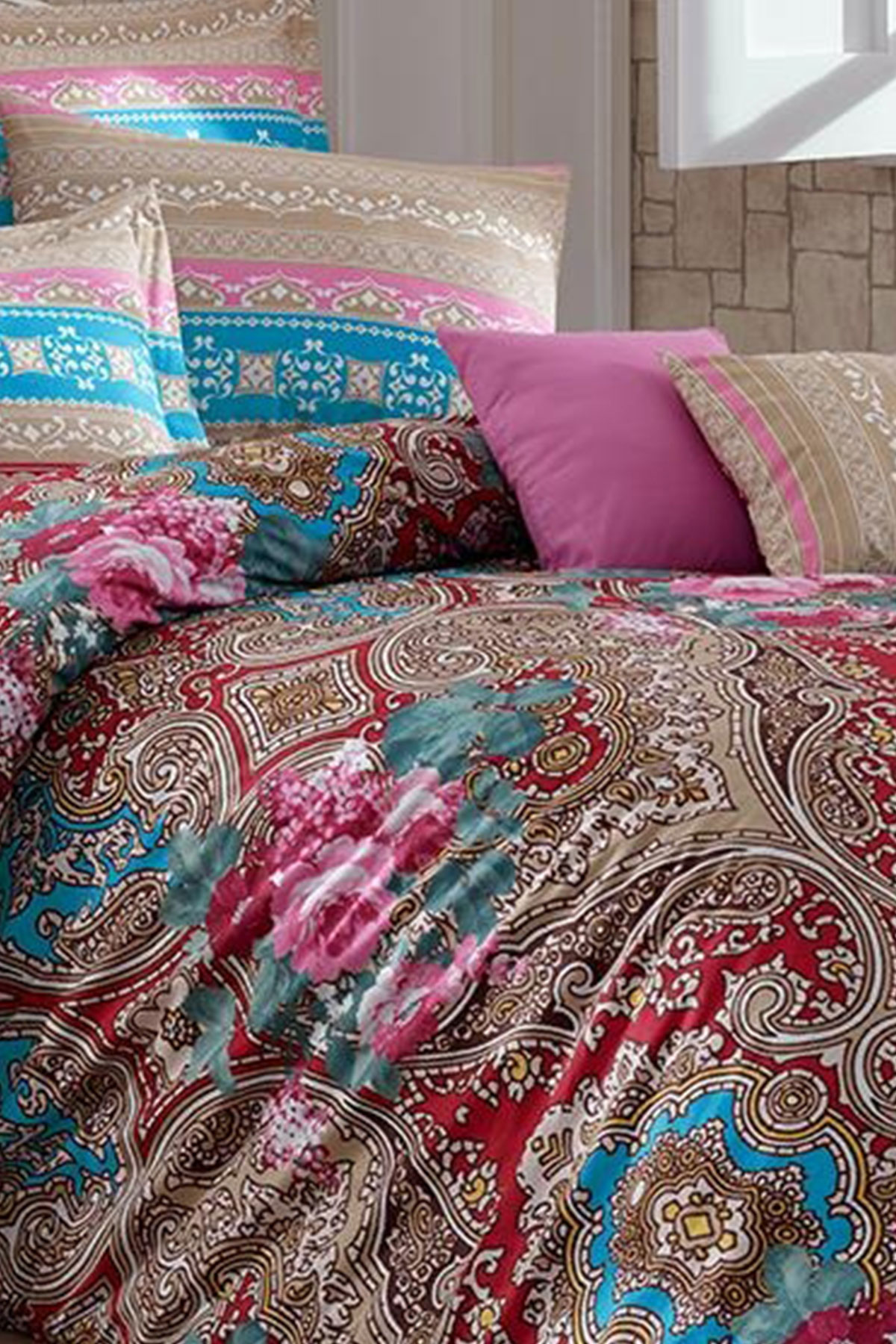 Picture of Dilem %100 Pamuk Çift Kişilik Nevresim Takımı Kahve