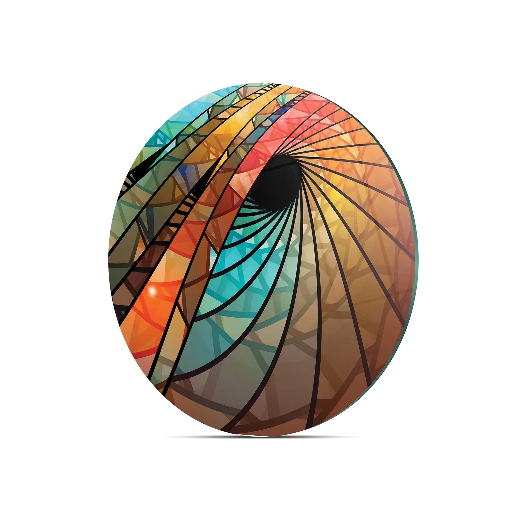 Picture of Decovetro Cam Kesme Tahtası ve Sunumluk Yuvarlak Geometrik Desenli 30x30 Cm