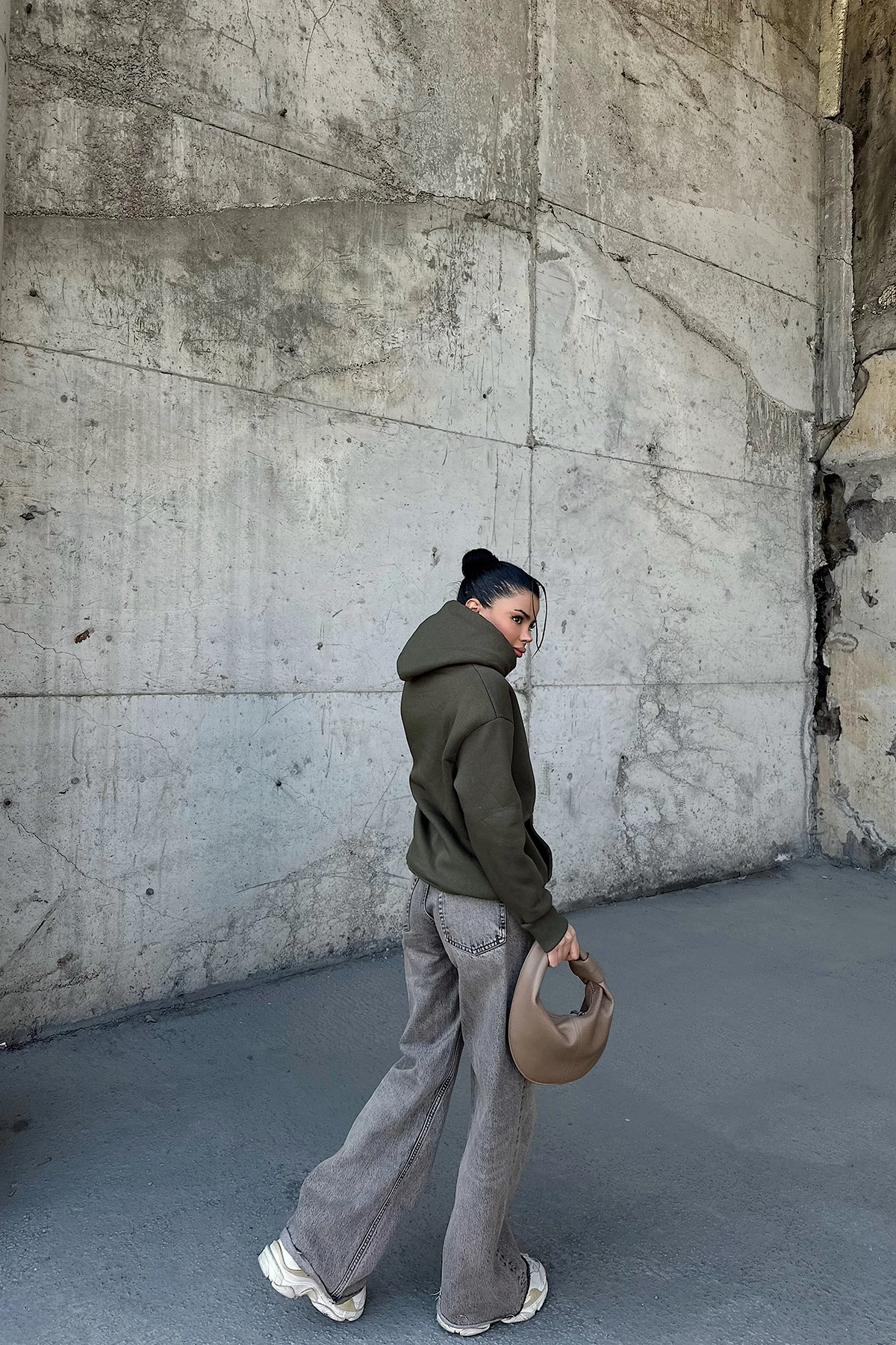 Picture of Khaki Eyyo Embroidered Hooded Sweat