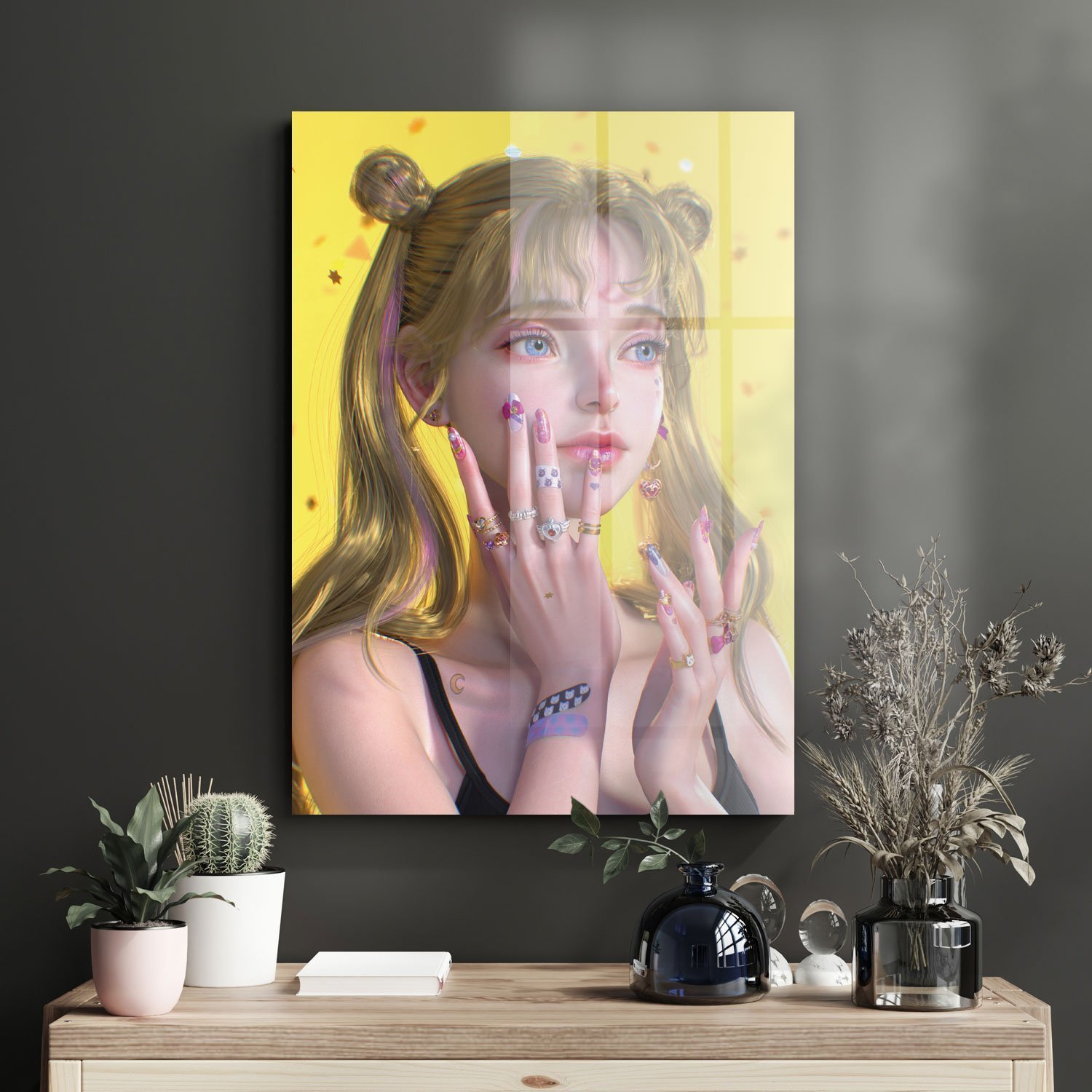 Picture of Decovetro Cam Tablo Anime Girl Yellow Hair 30x40 cm