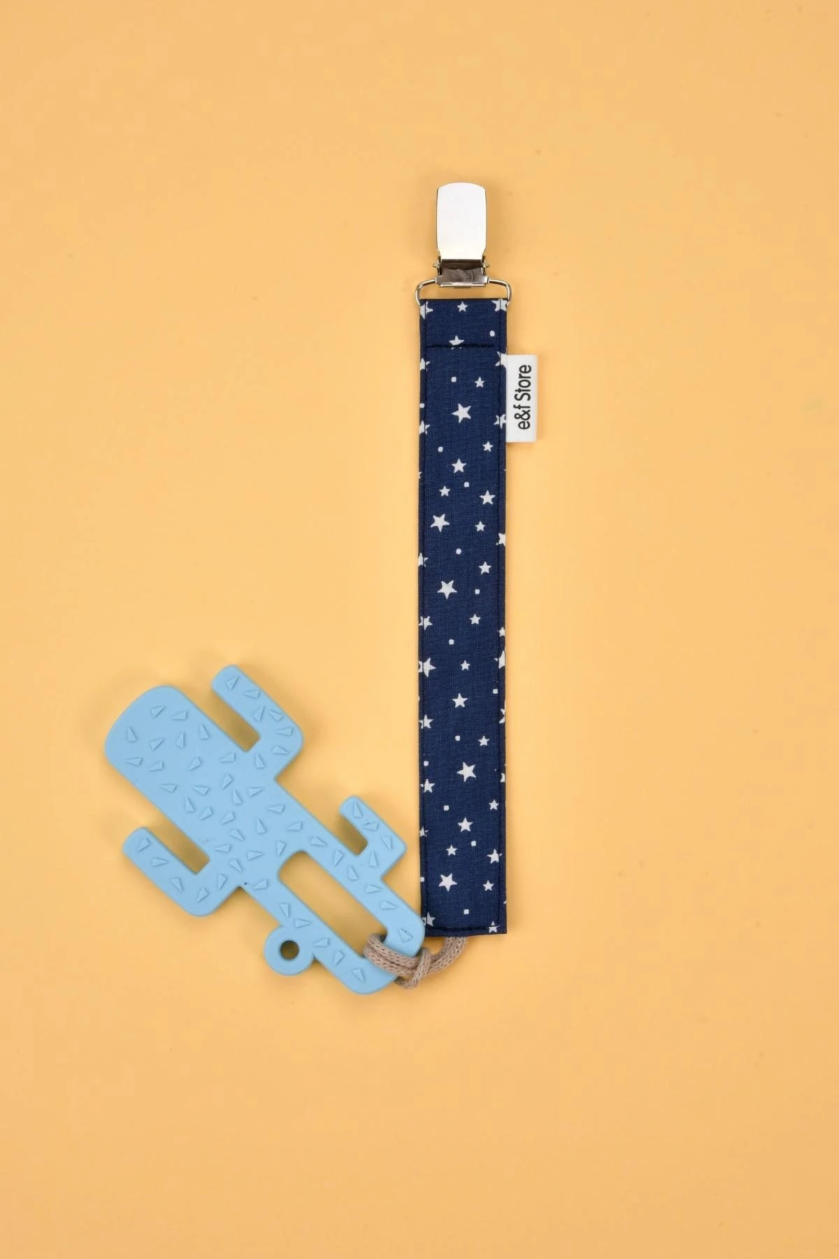 Picture of İkinci Şans - Pamuk Kumaşlı Emzik Zinciri – Yıldız Desenli Lacivert