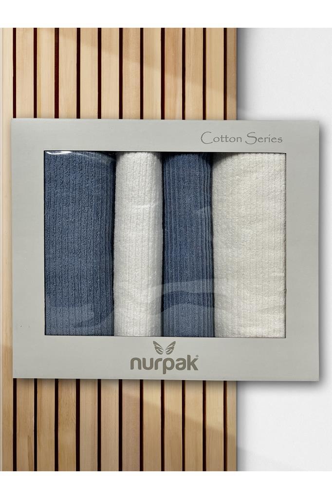 Picture of Ekol Hamam Takımı 4 Parça Krem - Mavi