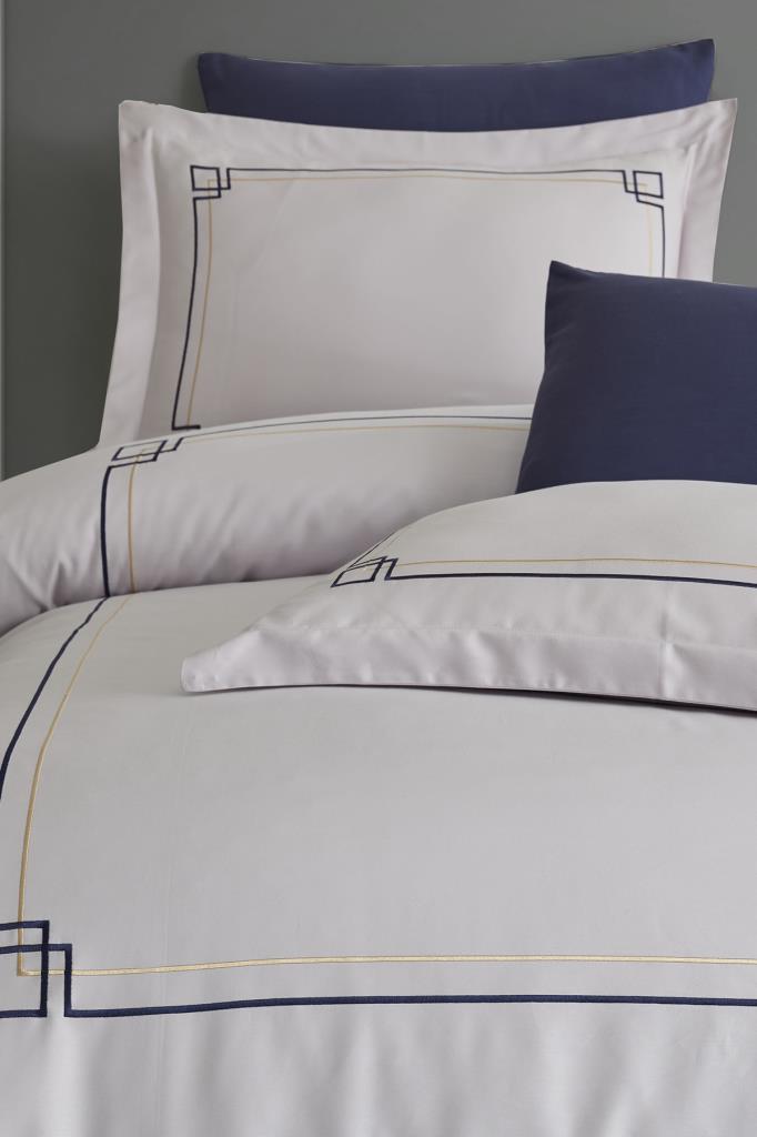 Picture of Poem Nakışlı %100 Pamuk Saten Çift Kişilik Nevresim Takımı Gri - Lacivert