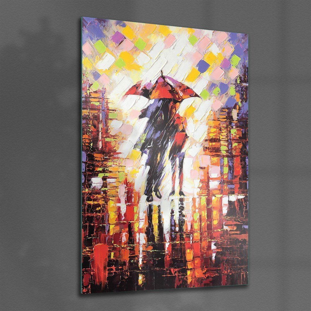Picture of Decovetro Cam Tablo Yağmurda Aşk 30x40 cm