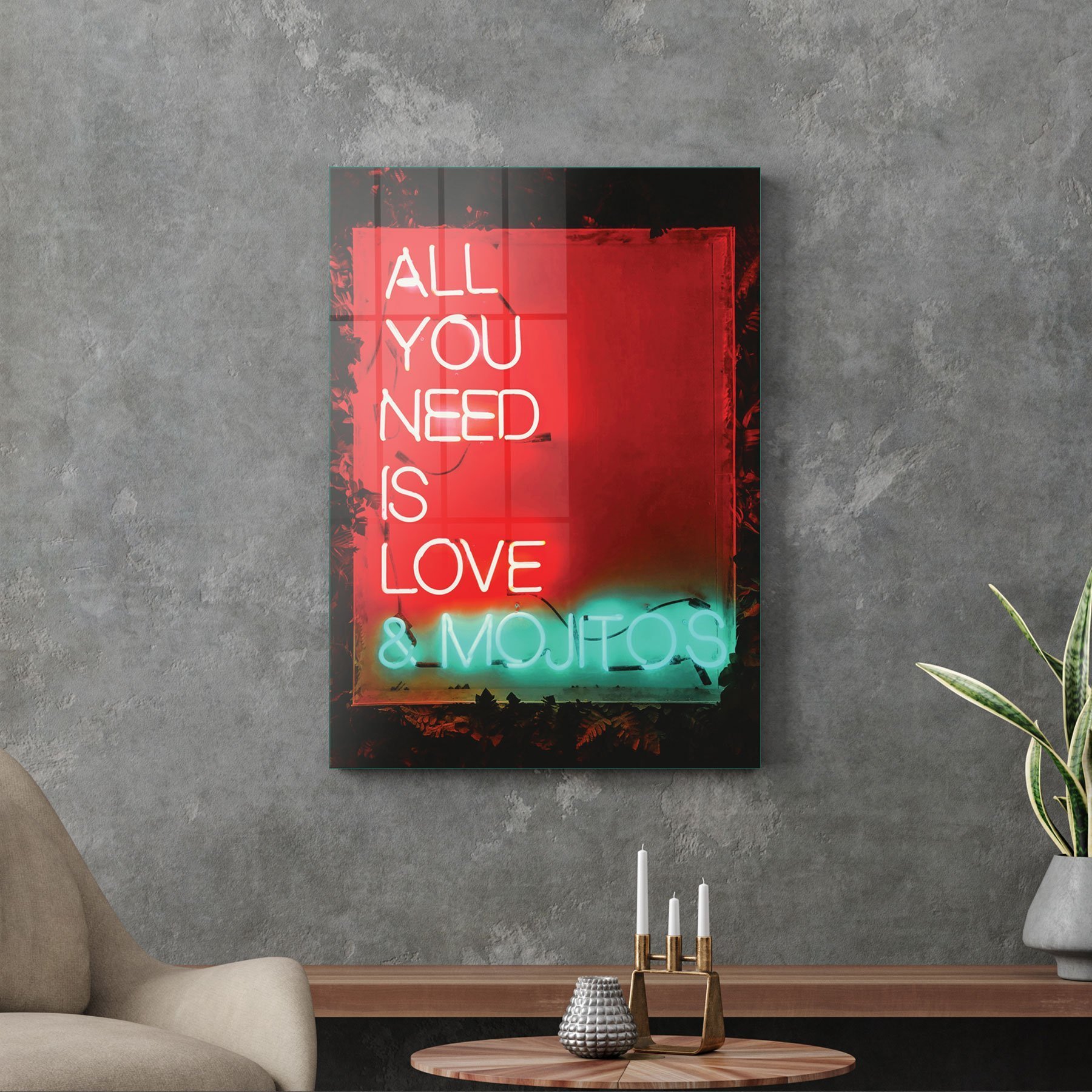 Picture of Decovetro Cam Tablo Neon Love 50x70 cm