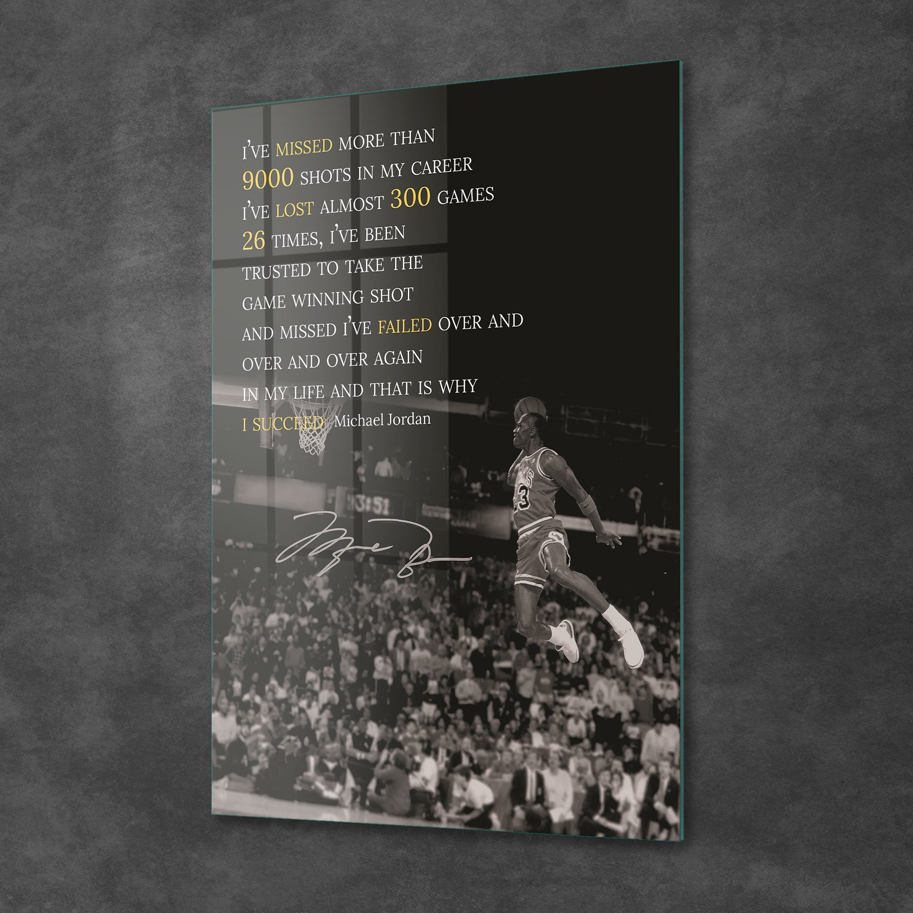 Picture of Decovetro Cam Tablo Michael Jordan Succed 50x70 cm