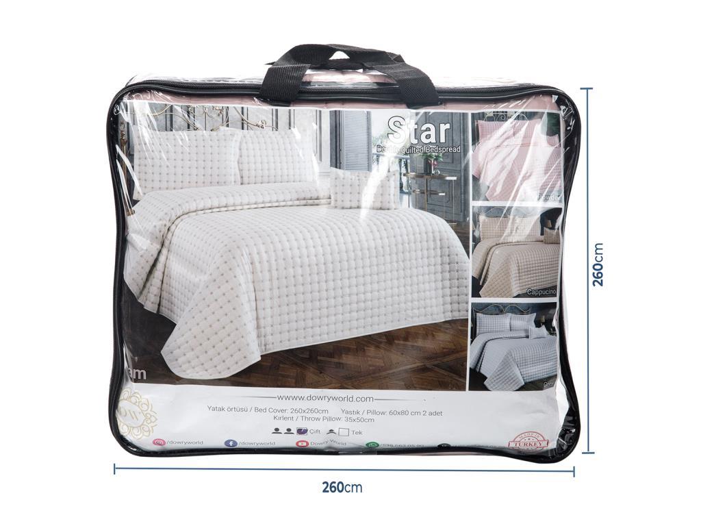 Picture of Yıldız Çift Kişilik Kapitoneli Yatak Örtüsü Pudra