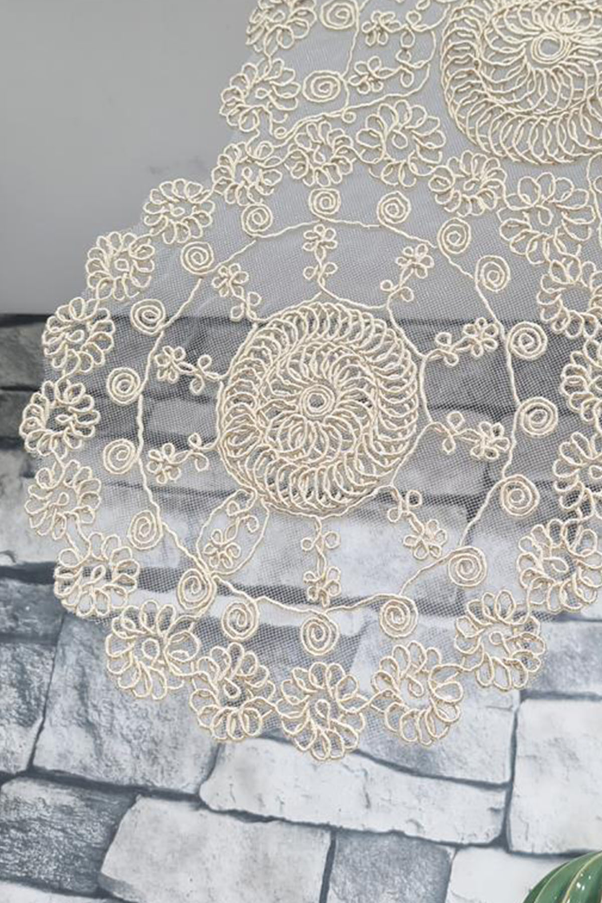 Picture of Çiçek Kordonlu 5 Parça Salon Takımı Cappucino