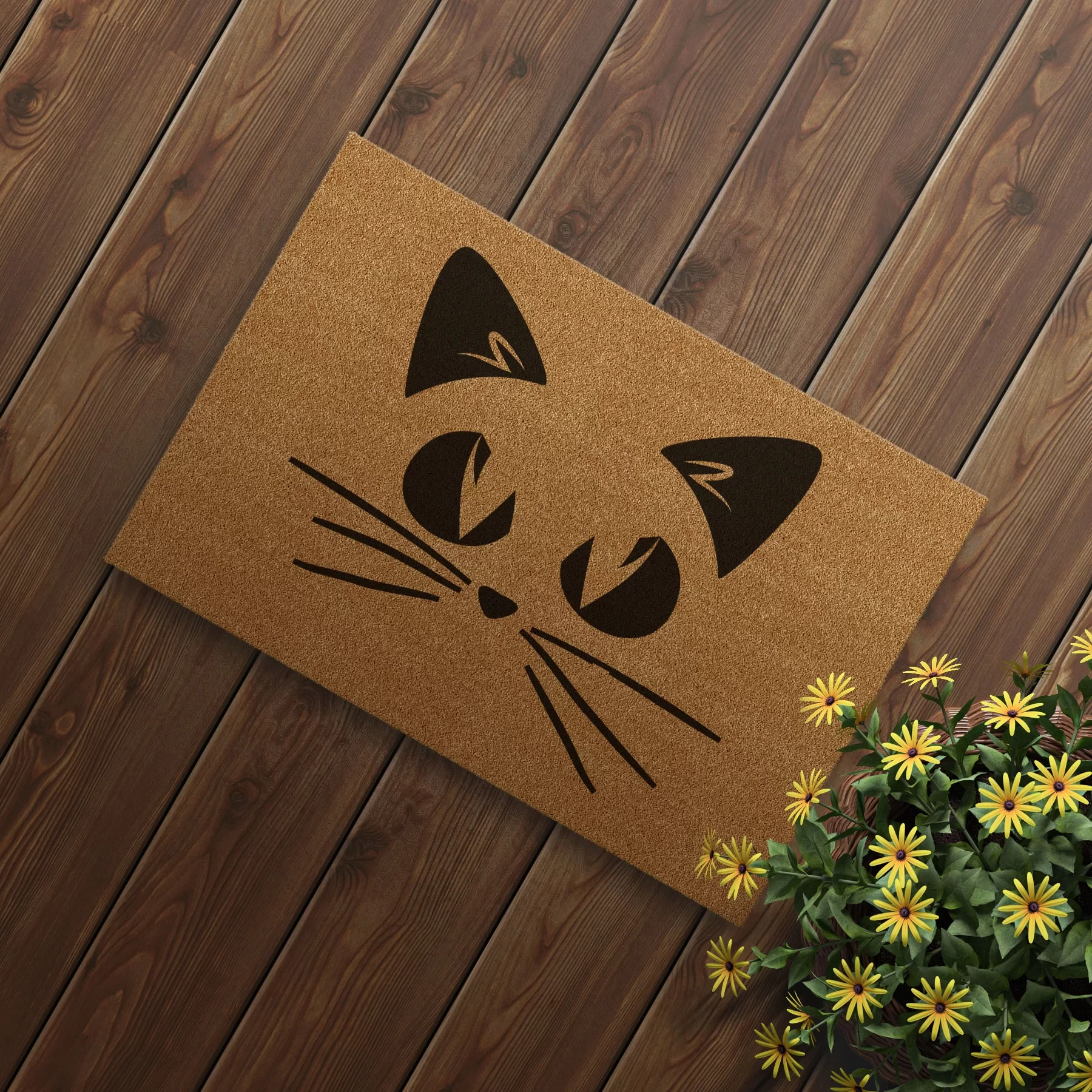 Picture of Decovetro Paspas Gölge Kedi Desenli Kapı Önü Paspası 40 x 60 Cm