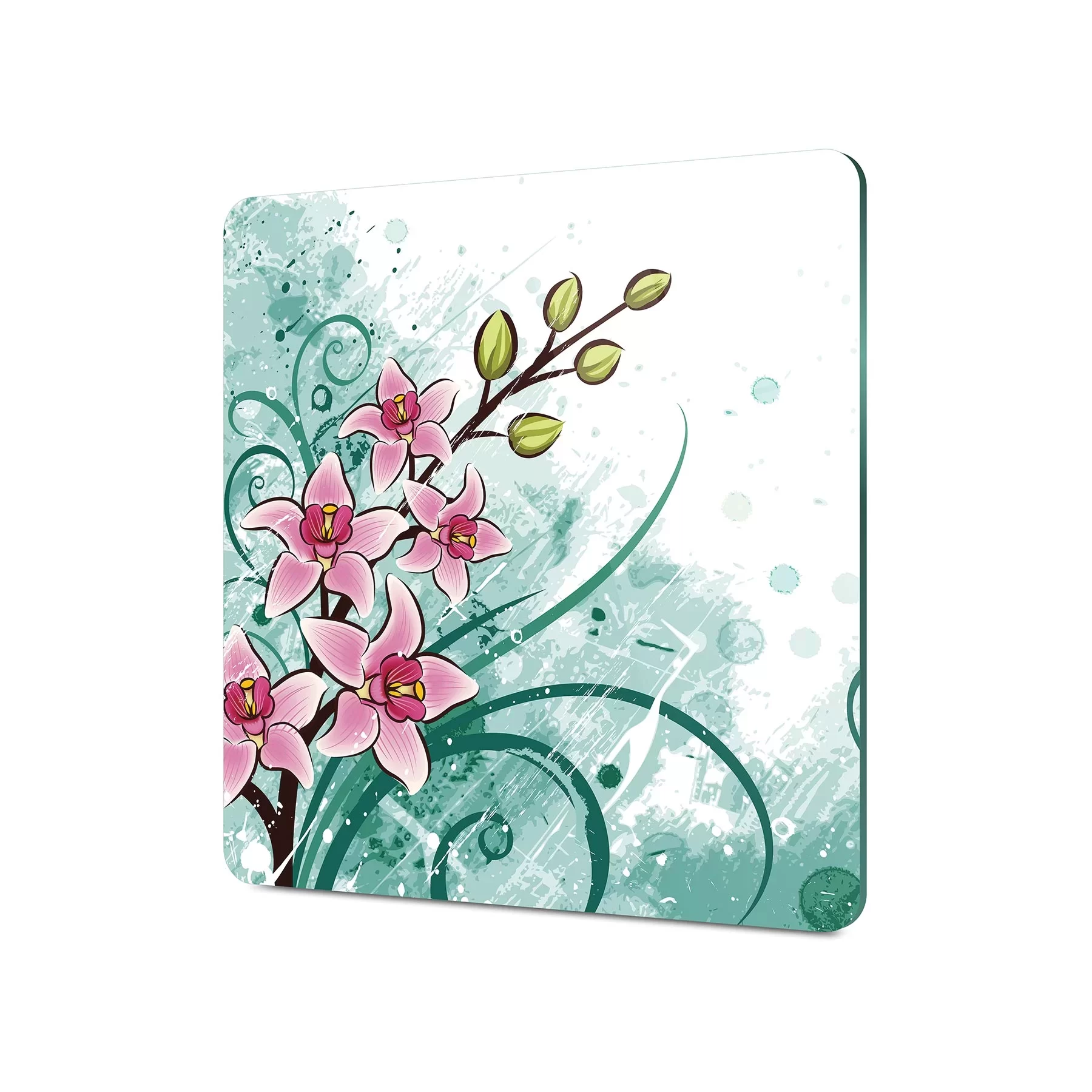 Picture of Decovetro Cam Kesme Tahtası ve Sunumluk Kare Eskitme Çiçek Desenli 30x30 Cm