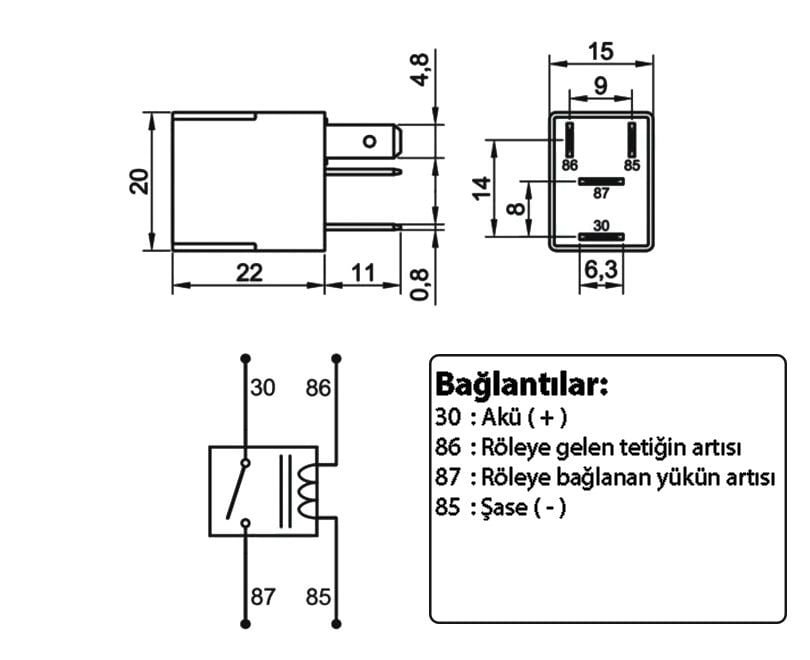 Picture of Mikro Röle 12V 40A 4 Fişli Dirençli Çift Platin