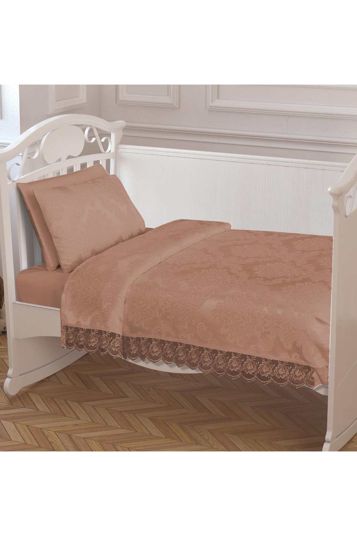 Picture of Çeyizdiyarı Fransız Güpürlü Bebek Pike Takımı Cappuccino