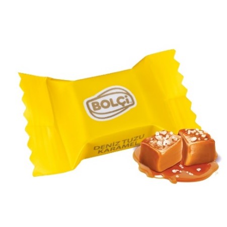 Picture of SEA SALT CARAMEL FILL.MILK CHOC.FANCY CUBE (YELLOW) 500g