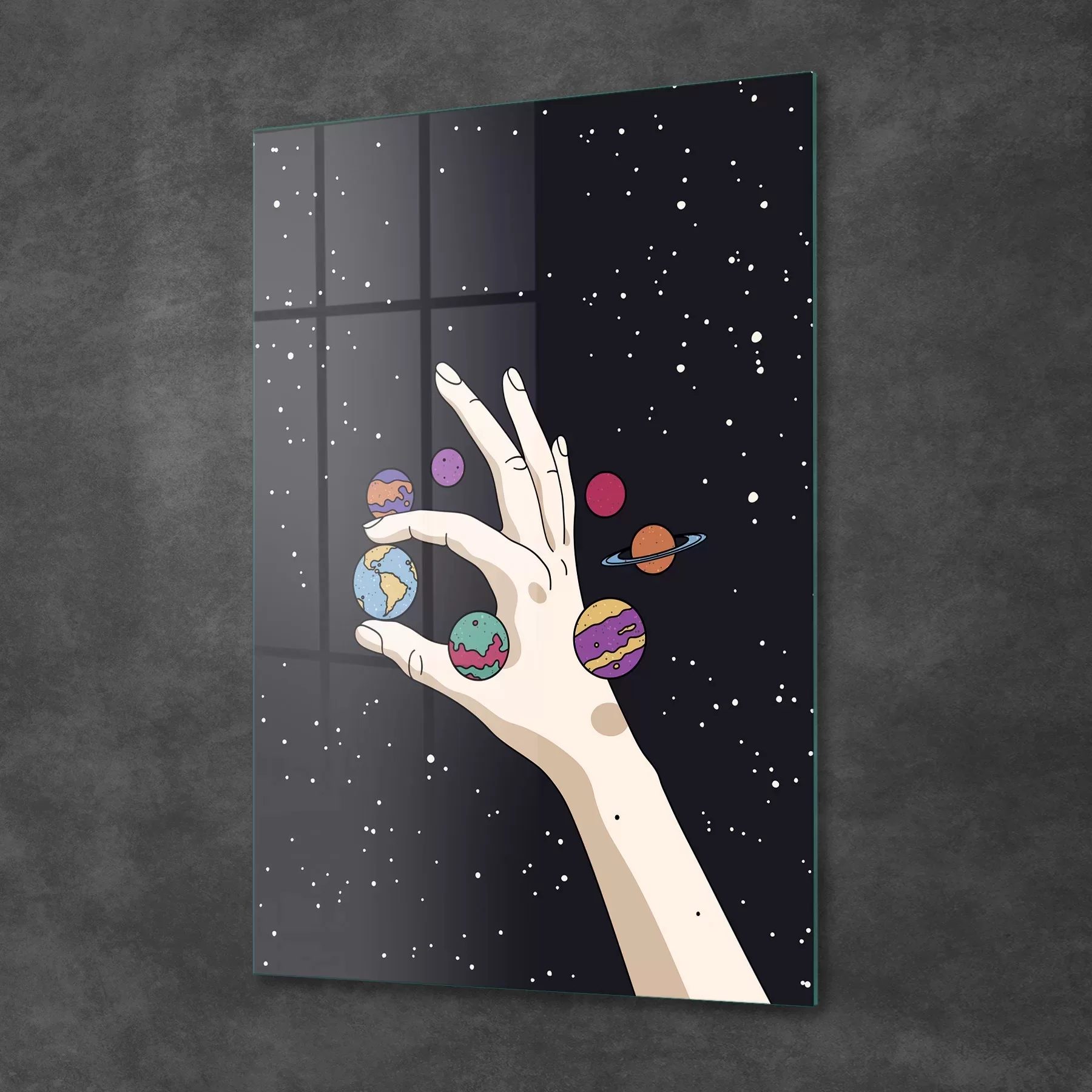 Picture of Decovetro Cam Tablo Hand And Planets 30x40 cm