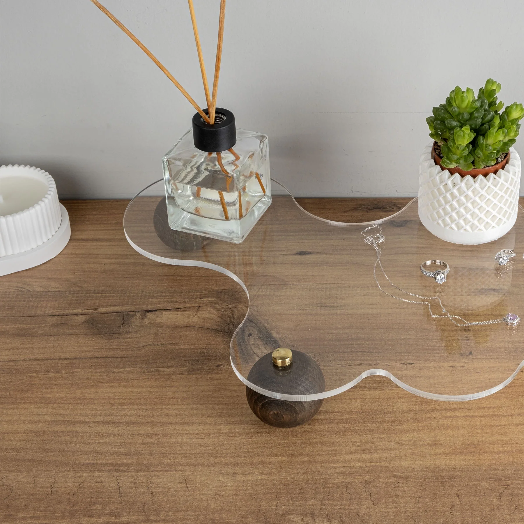 Picture of Decovetro Ahşap Ayaklı Dekoratif Şeffaf Organizer Düzenleyici 26 x 42 Cm