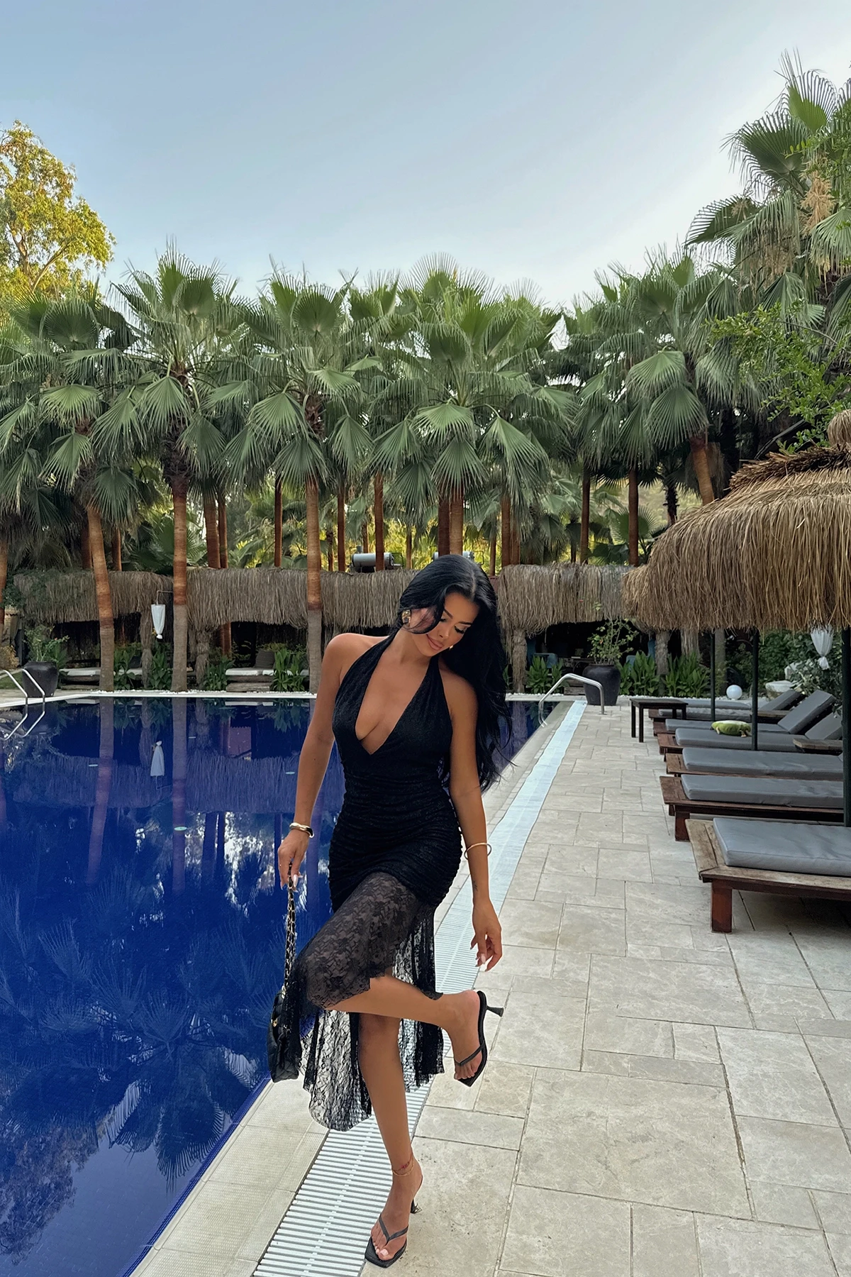 Picture of Black Carlina  Lace Tie Dress