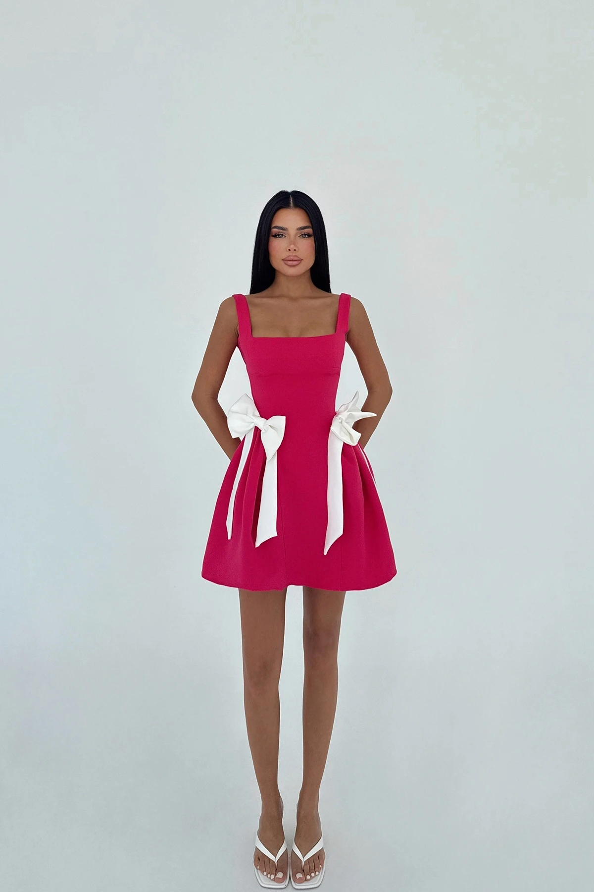 Picture of Fuchsia Nellie Bow Detail Mini Dress