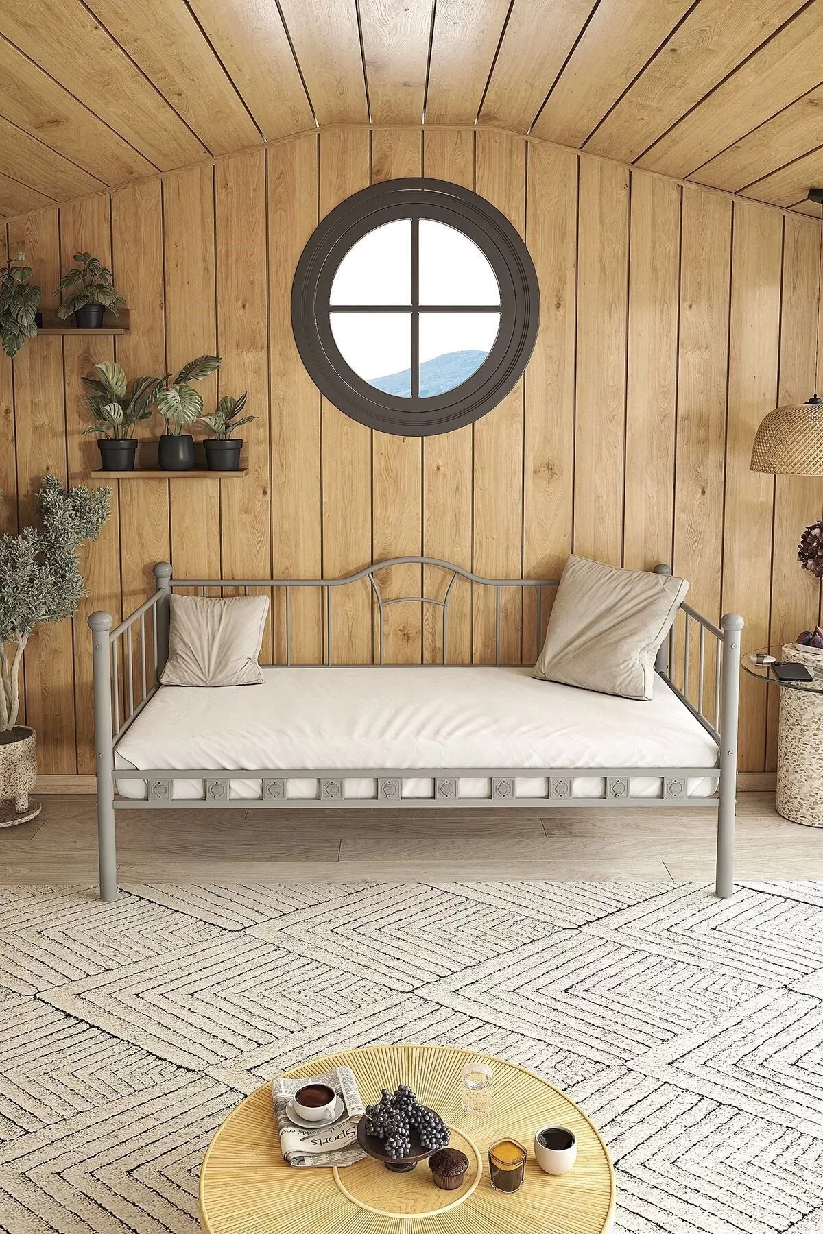 Picture of Kamelya Sedir Metal Karyola Gri