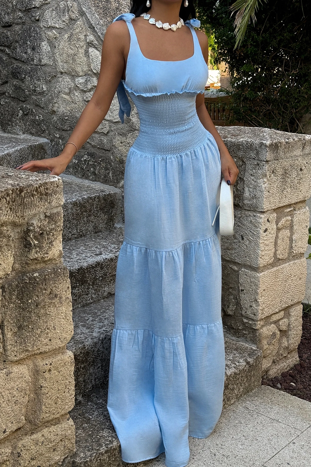 Picture of Blue Strappy Long Dress
