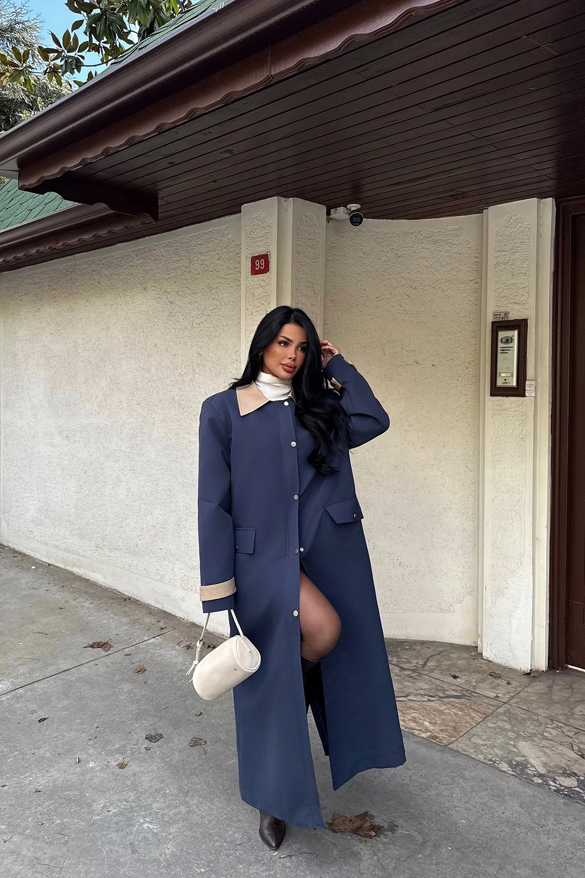 Picture of Navy Blue Aldabella Trench Coat