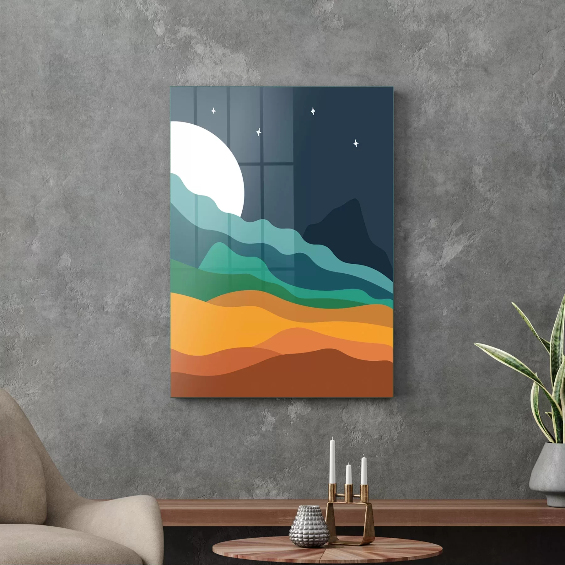 Picture of Decovetro Cam Tablo Cartoon Moon And Stars 30x40 cm