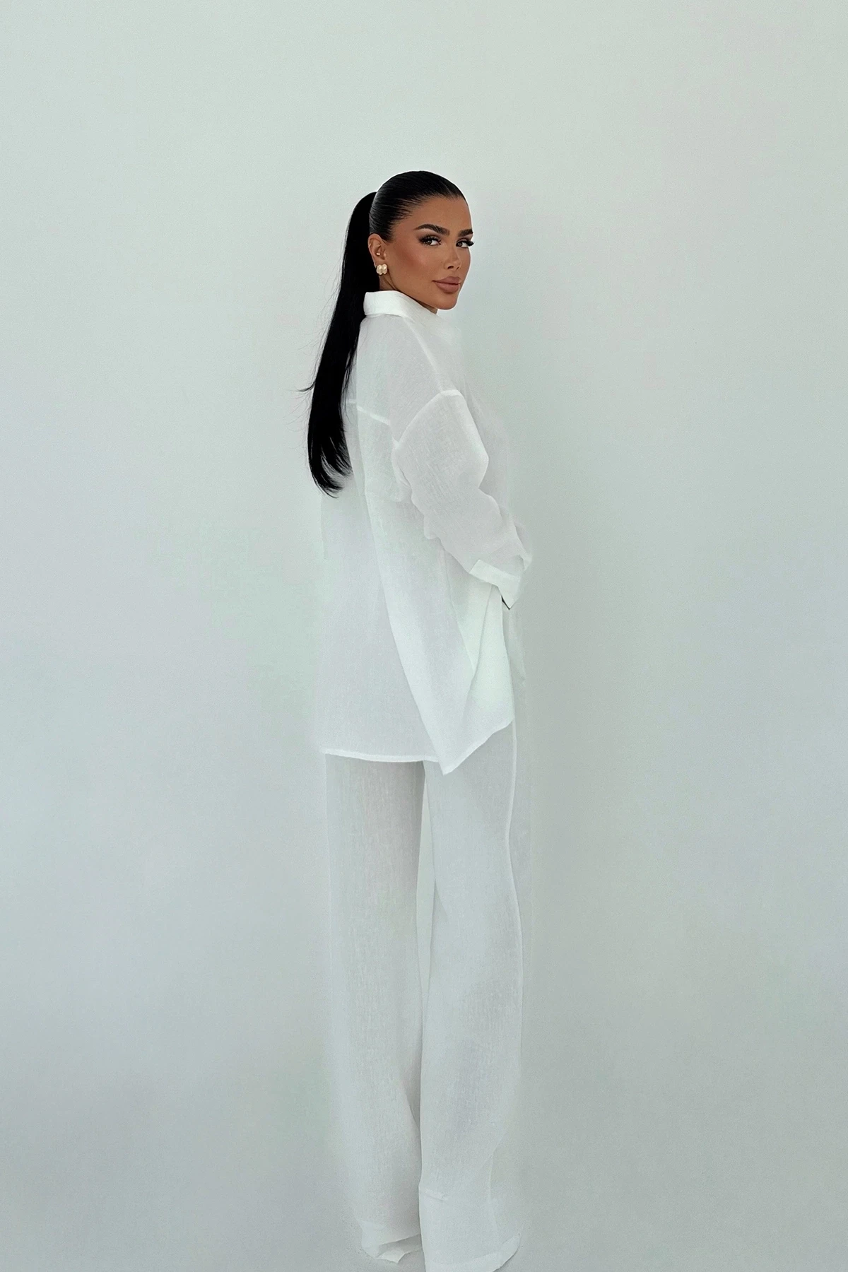 Picture of White Pocket Detail Trouser Suit