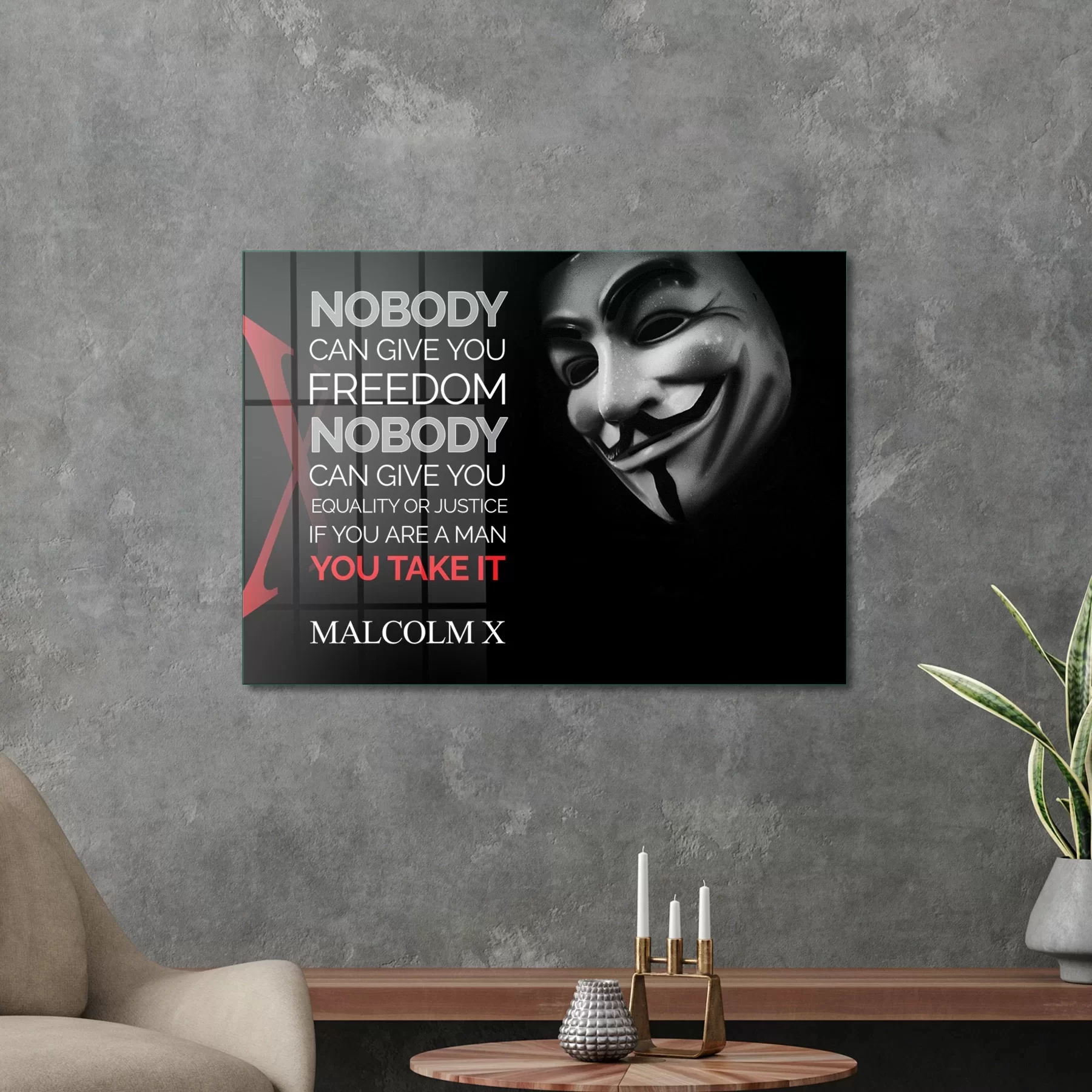 Picture of Decovetro Cam Tablo Vendetta Malcom X 70x100 cm