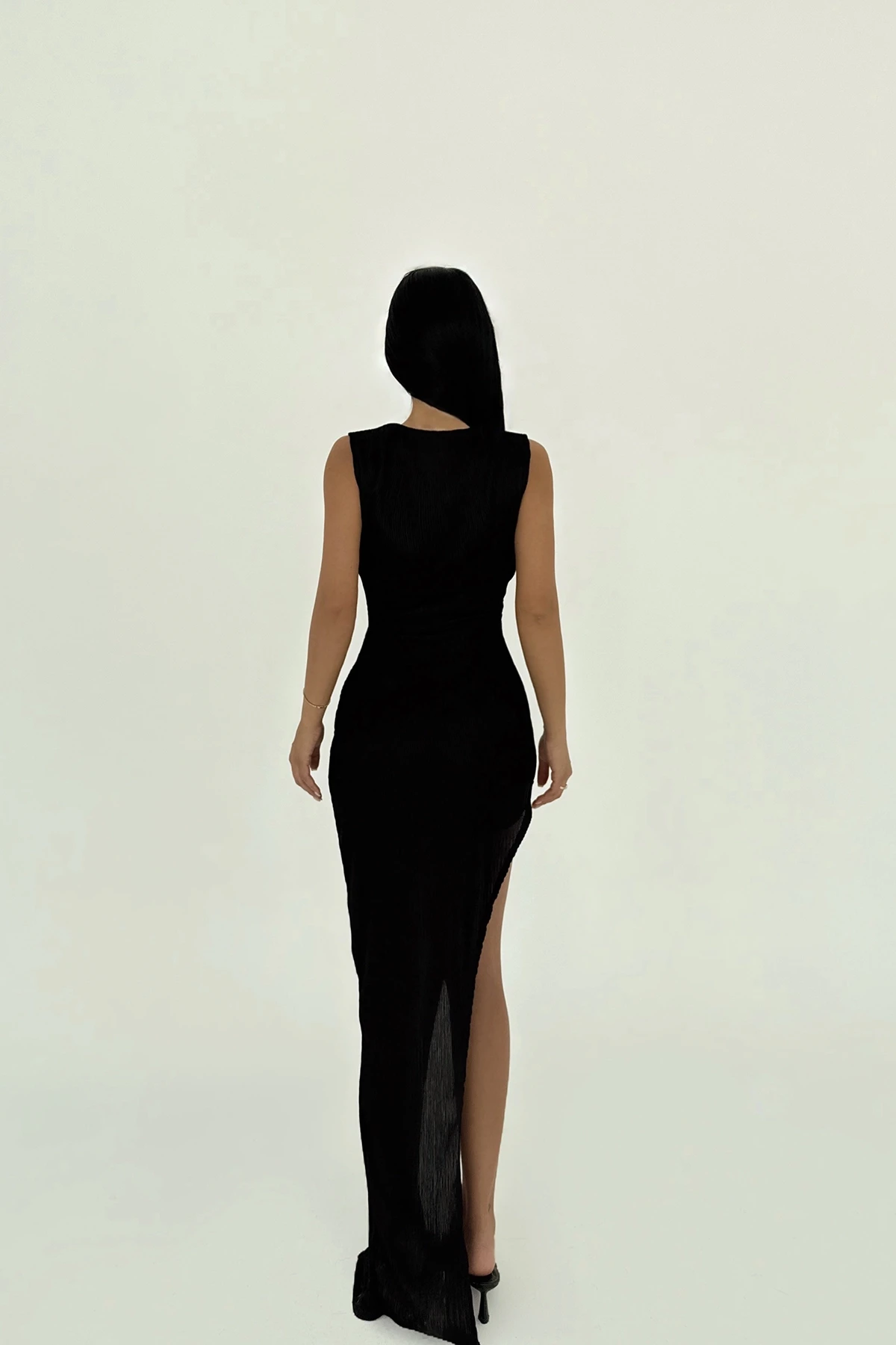 Picture of Black Deep Slit Long Dress