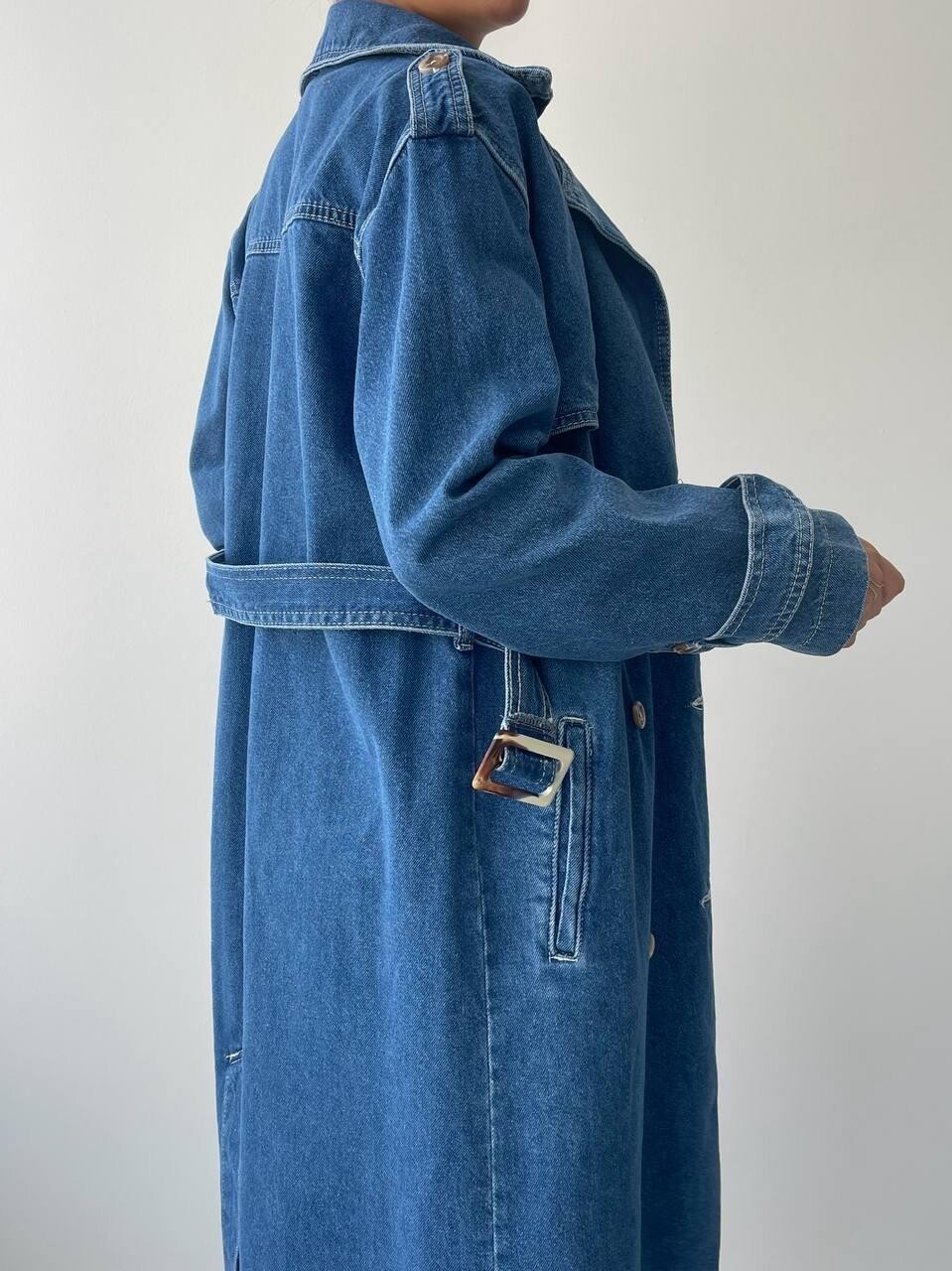 Picture of İndia Kemerli Uzun Kot Ceket