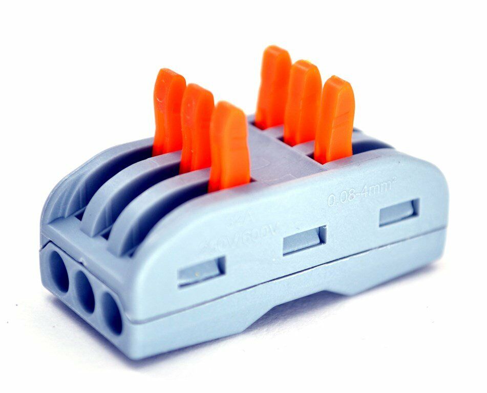 Picture of 10 Adet 3 Giriş 3 Çıkış Kablo Konnektörü Mandallı Buat Klemensi MT-KL0303