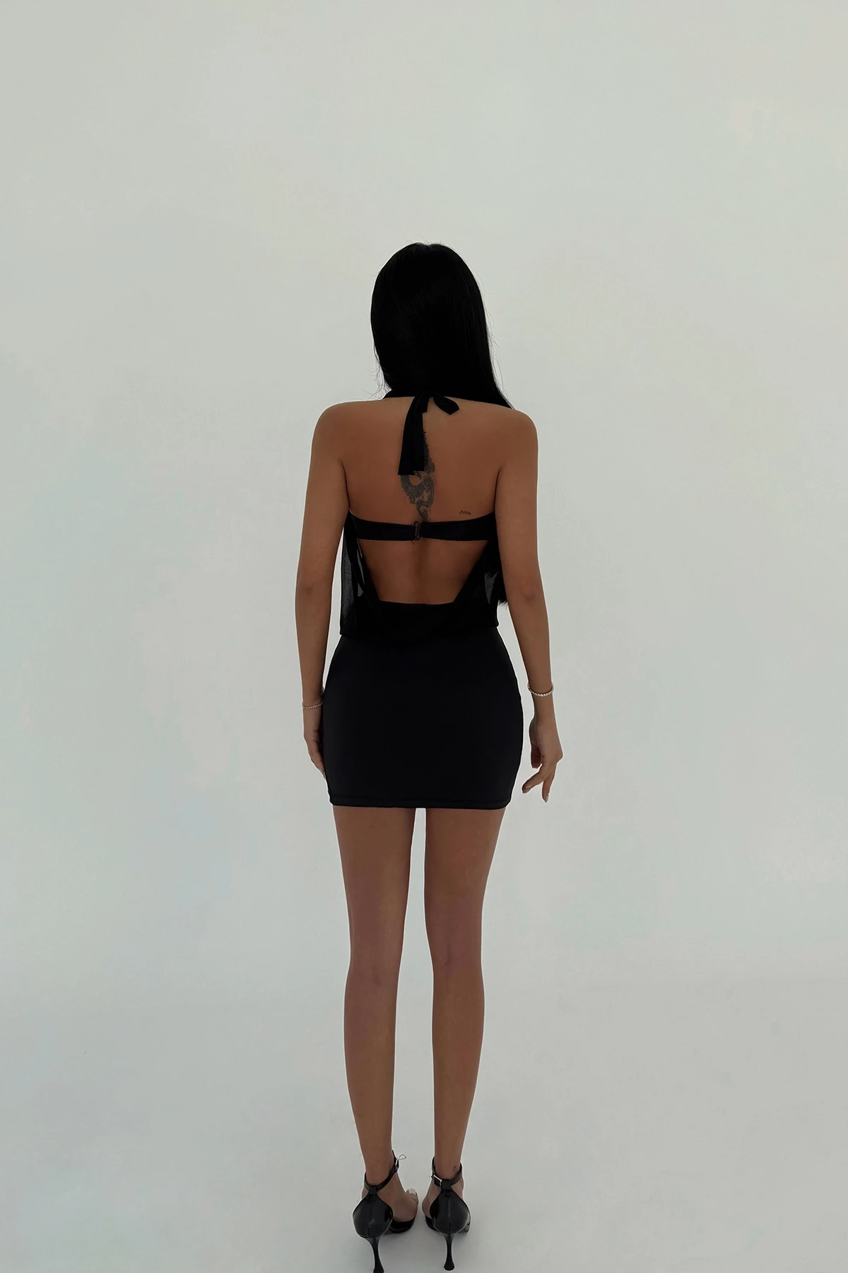 Picture of Black Tulle Detail Mini Dress