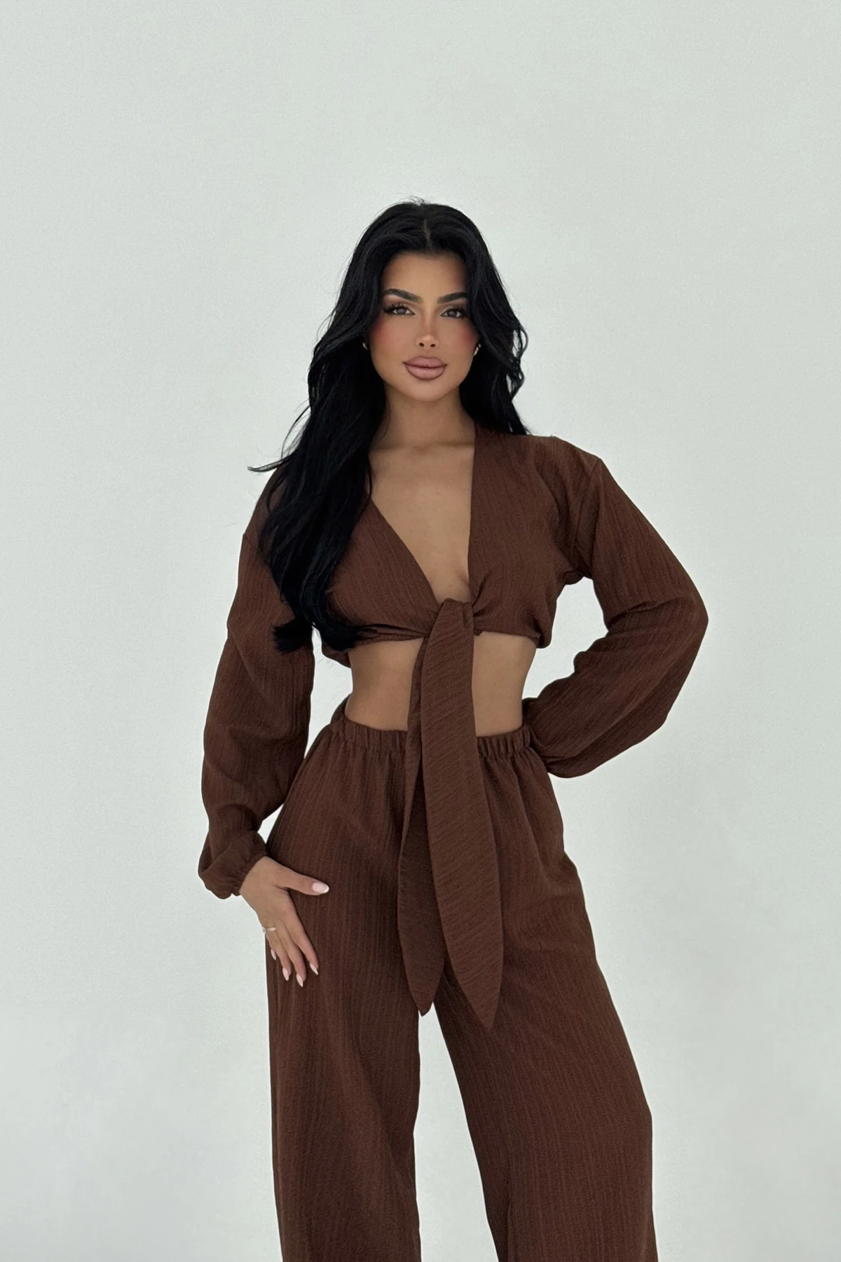 Picture of Brown Adelina Tie-Up Suit
