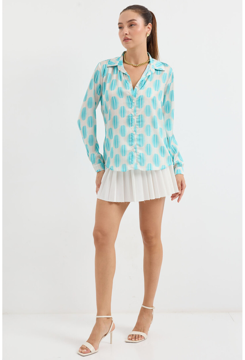 Picture of 3964 Hafif Dökümlü Saten Gömlek