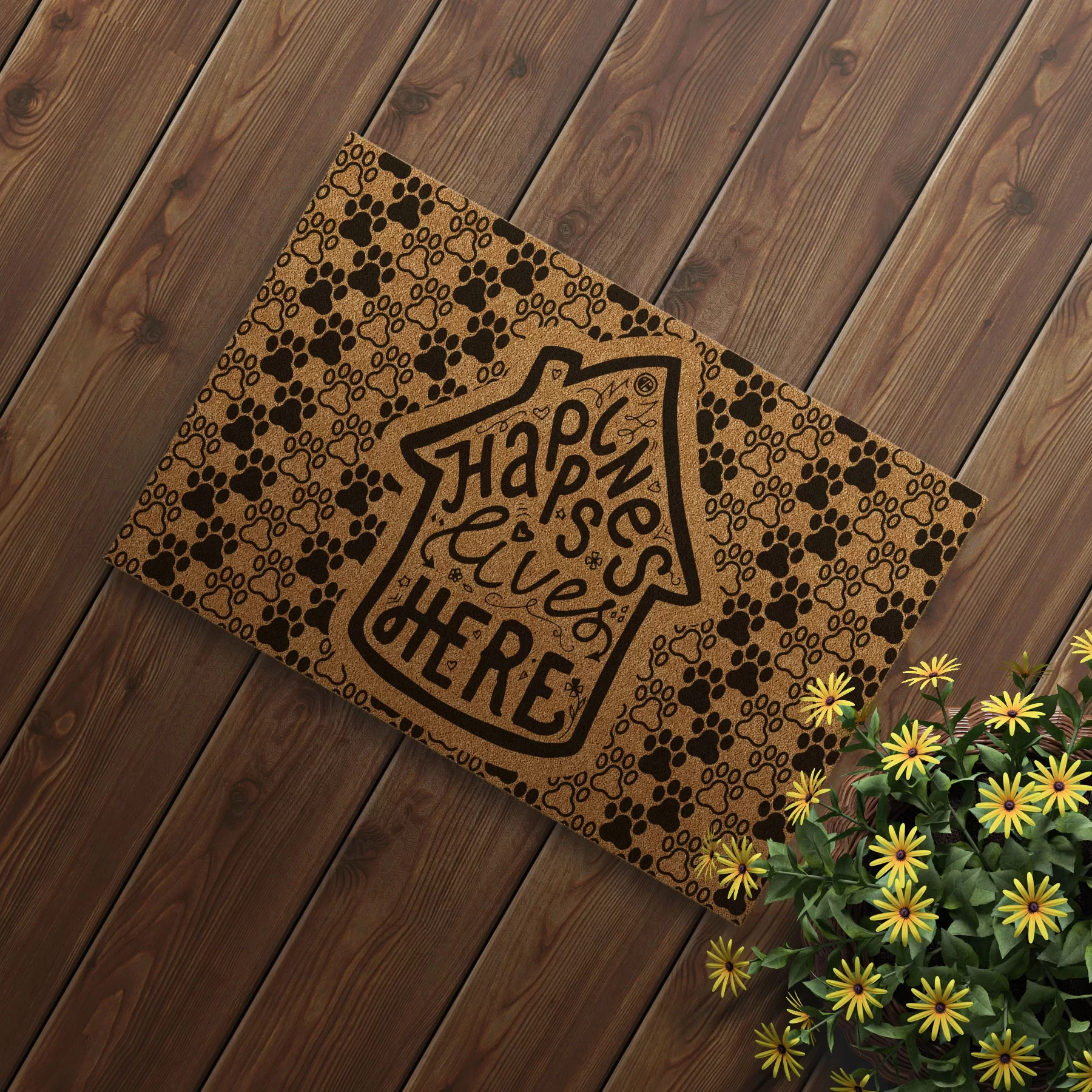 Picture of Decovetro Paspas Happines Live Desenli Kapı Önü Paspası 40 x 60 Cm