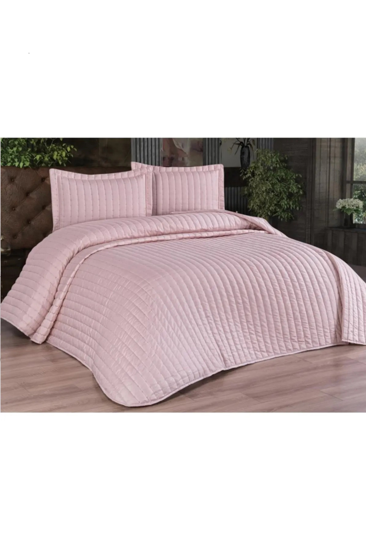 Picture of Dublin Çift Kişilik Kapitoneli Yatak Örtüsü Pudra