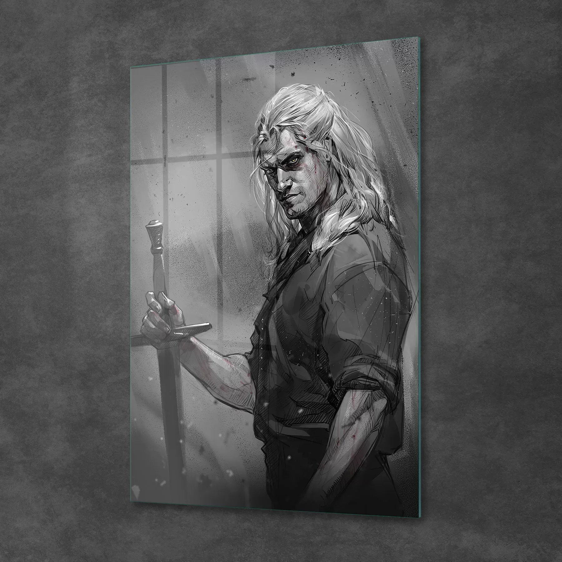 Picture of Decovetro Cam Tablo The Witcher Siyah Beyaz 50x70 cm