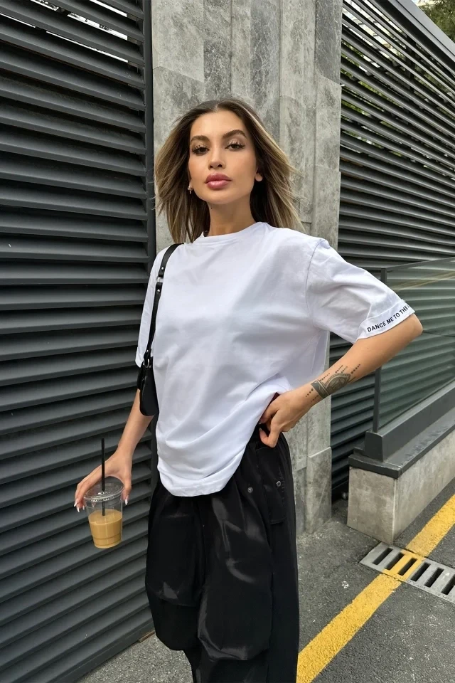 Picture of Basic T-Shirt with White Sleeve Lettering