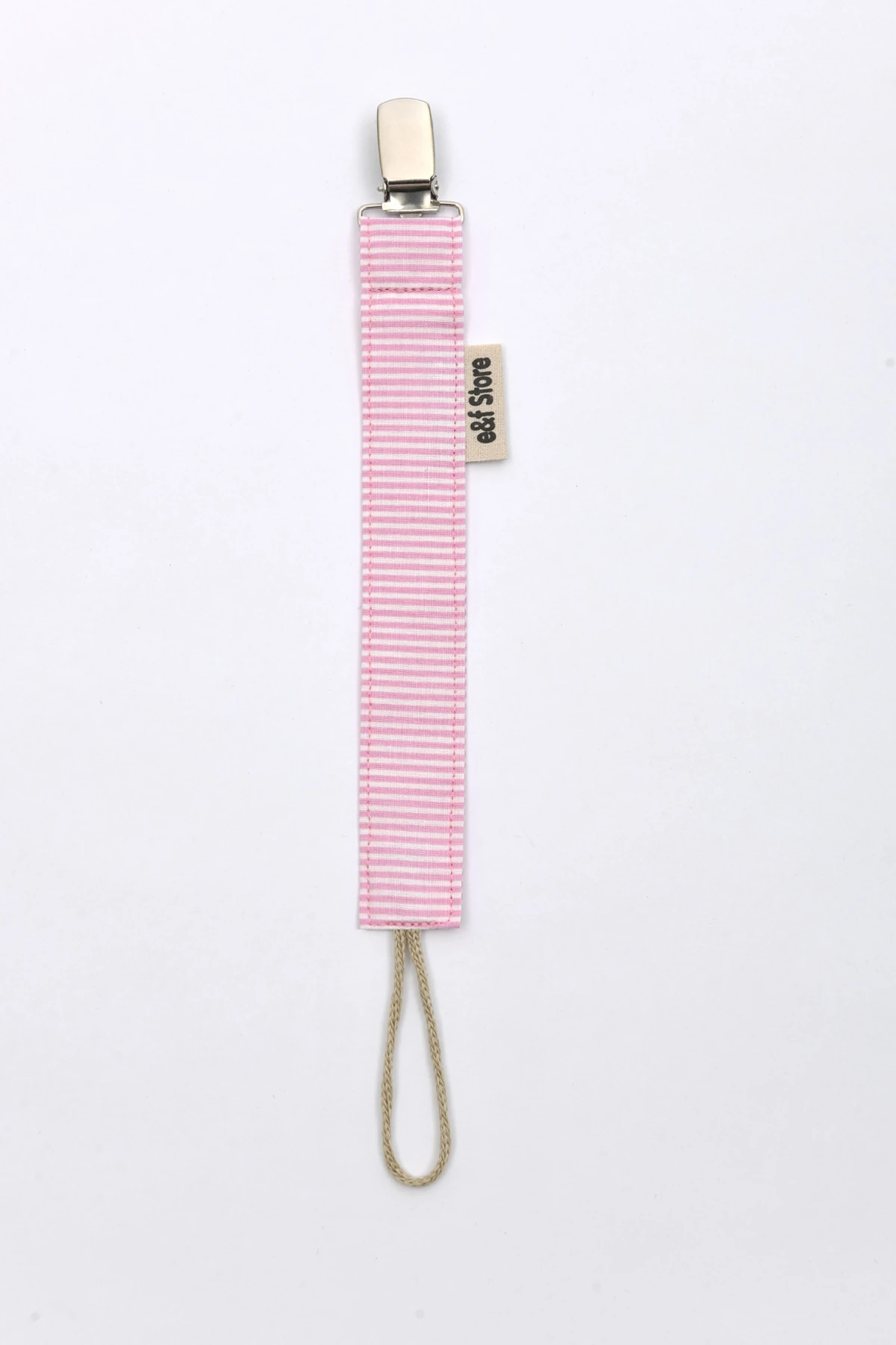 Picture of Pamuk Kumaşlı Emzik Zinciri – Pembe Beyaz Çizgili