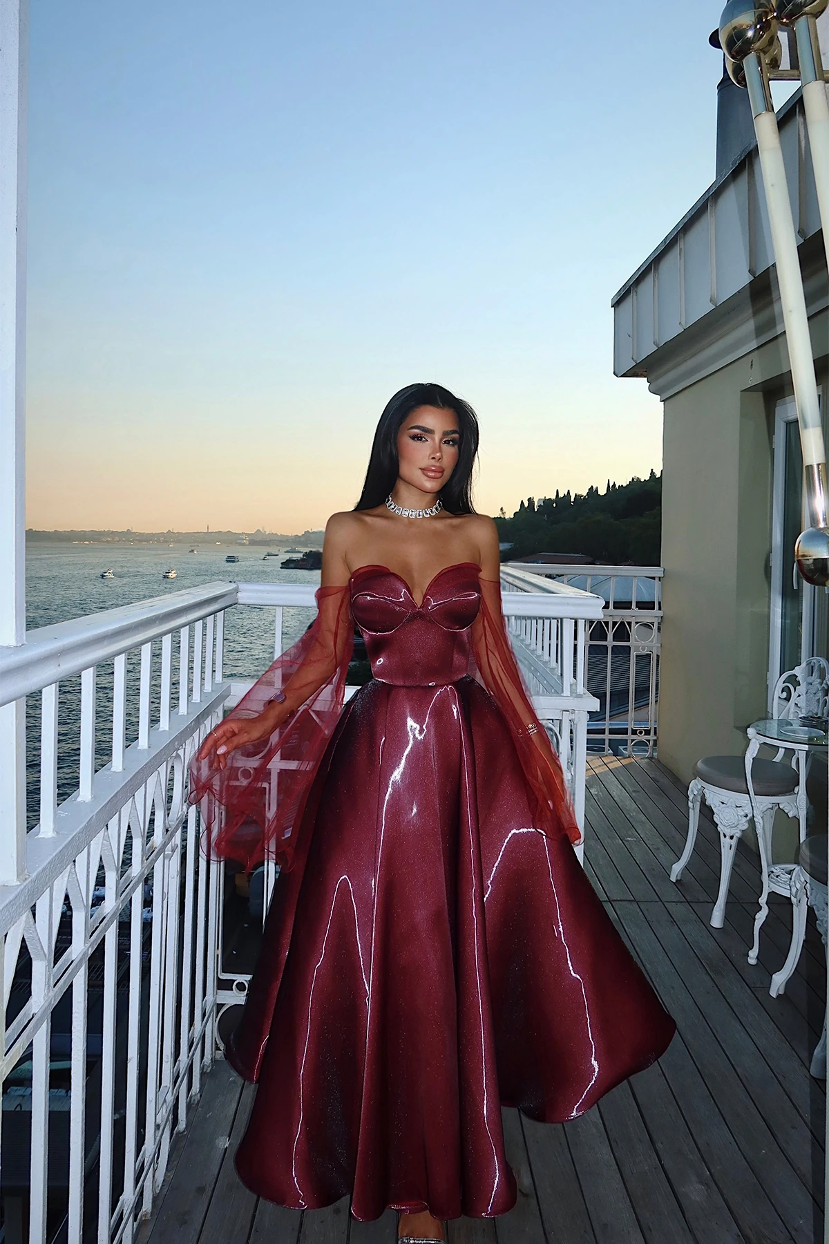 Picture of Burgundy Maisy Evening Dress