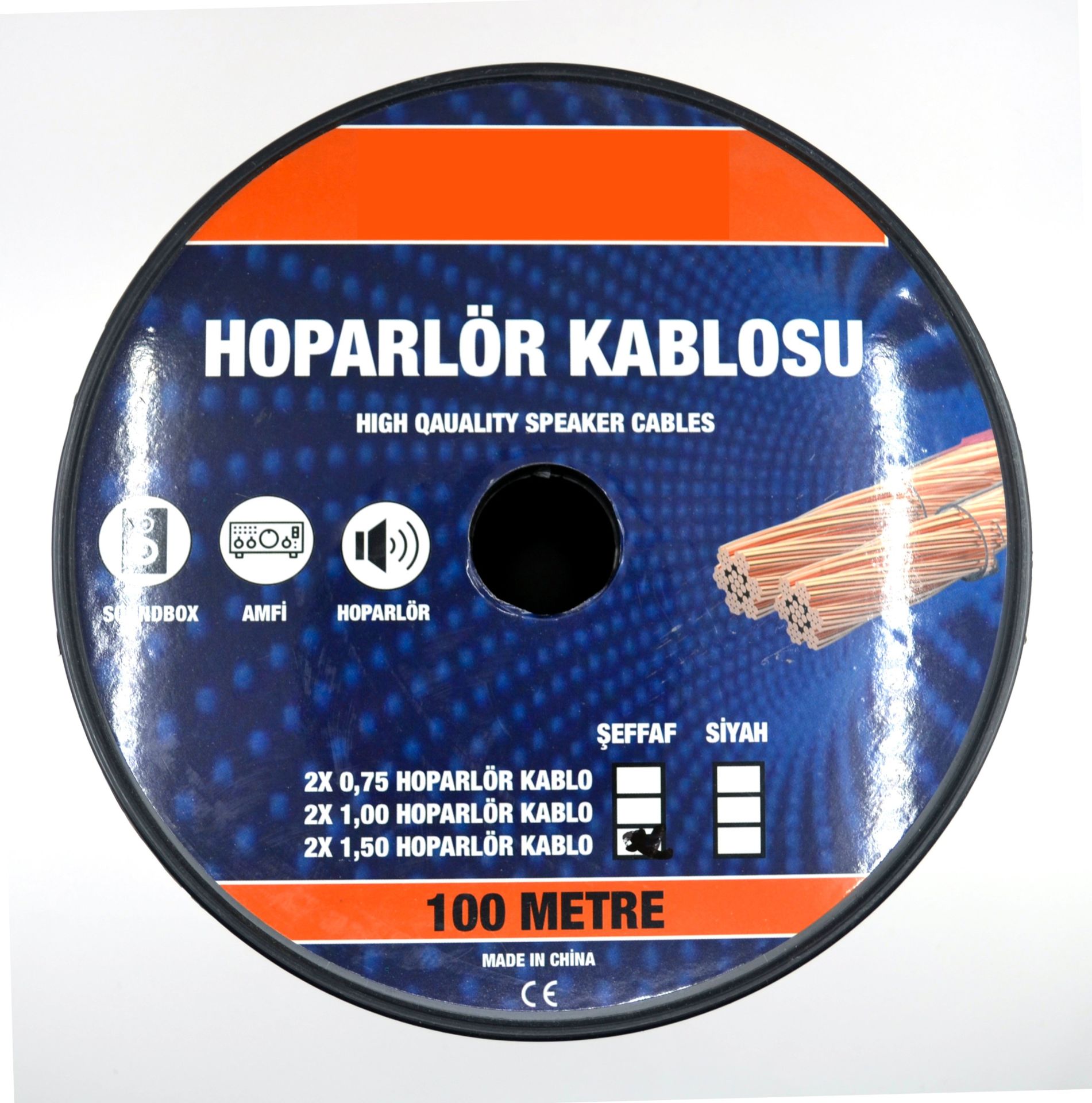 Picture of 100 Metre 2X1,50mm² CCA Bitişik Hoparlör Kablosu Şeffaf