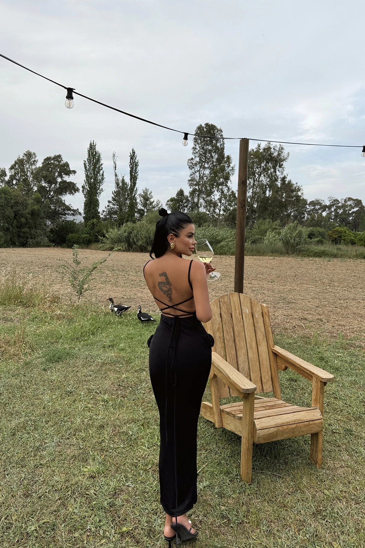 Picture of Black Glory Rose Dress with Rope Detail on the Back