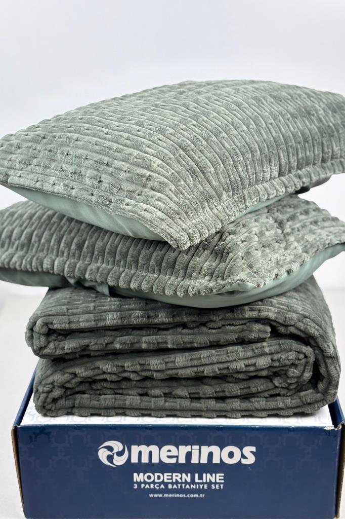 Picture of Merinos Twist Tek Kişilik Battaniye Seti Yeşil