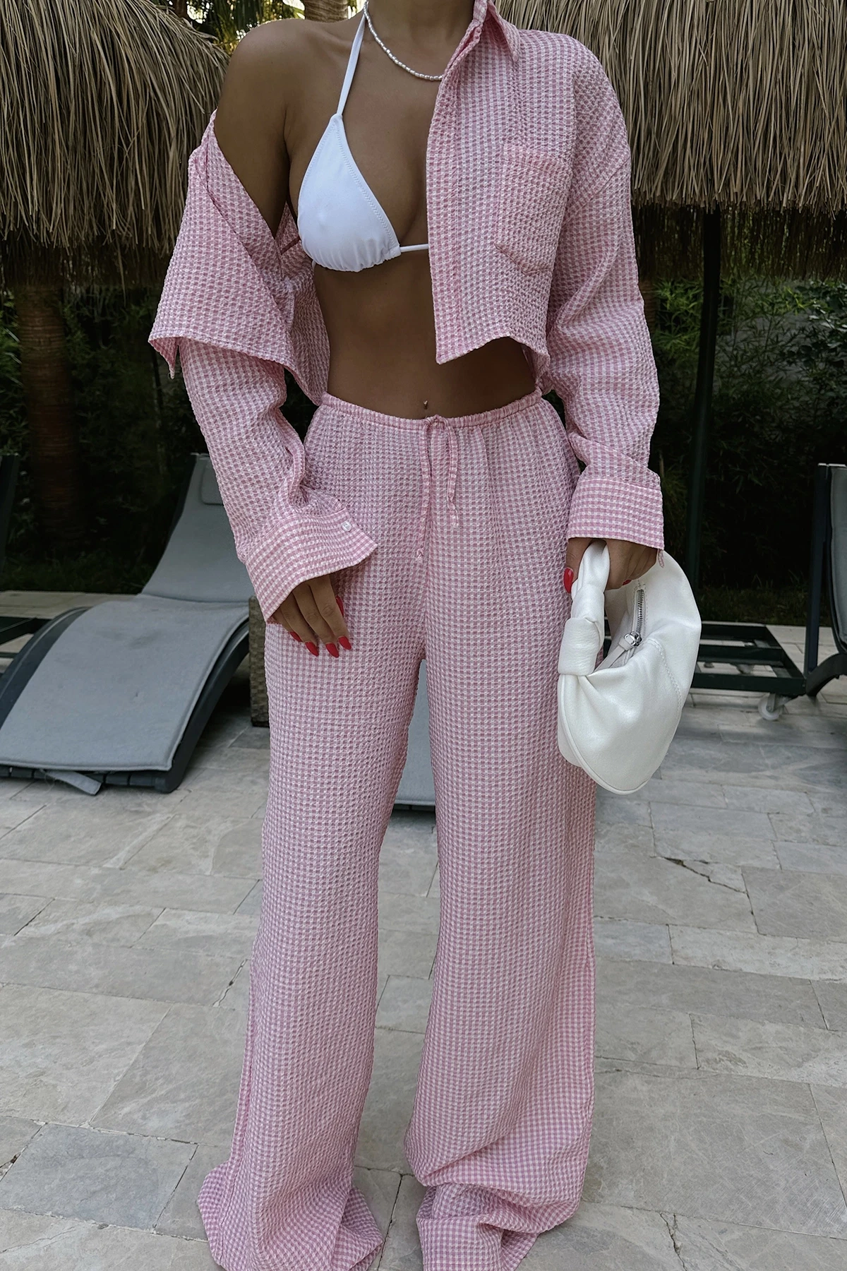 Picture of Pink Gingham Trousers Set
