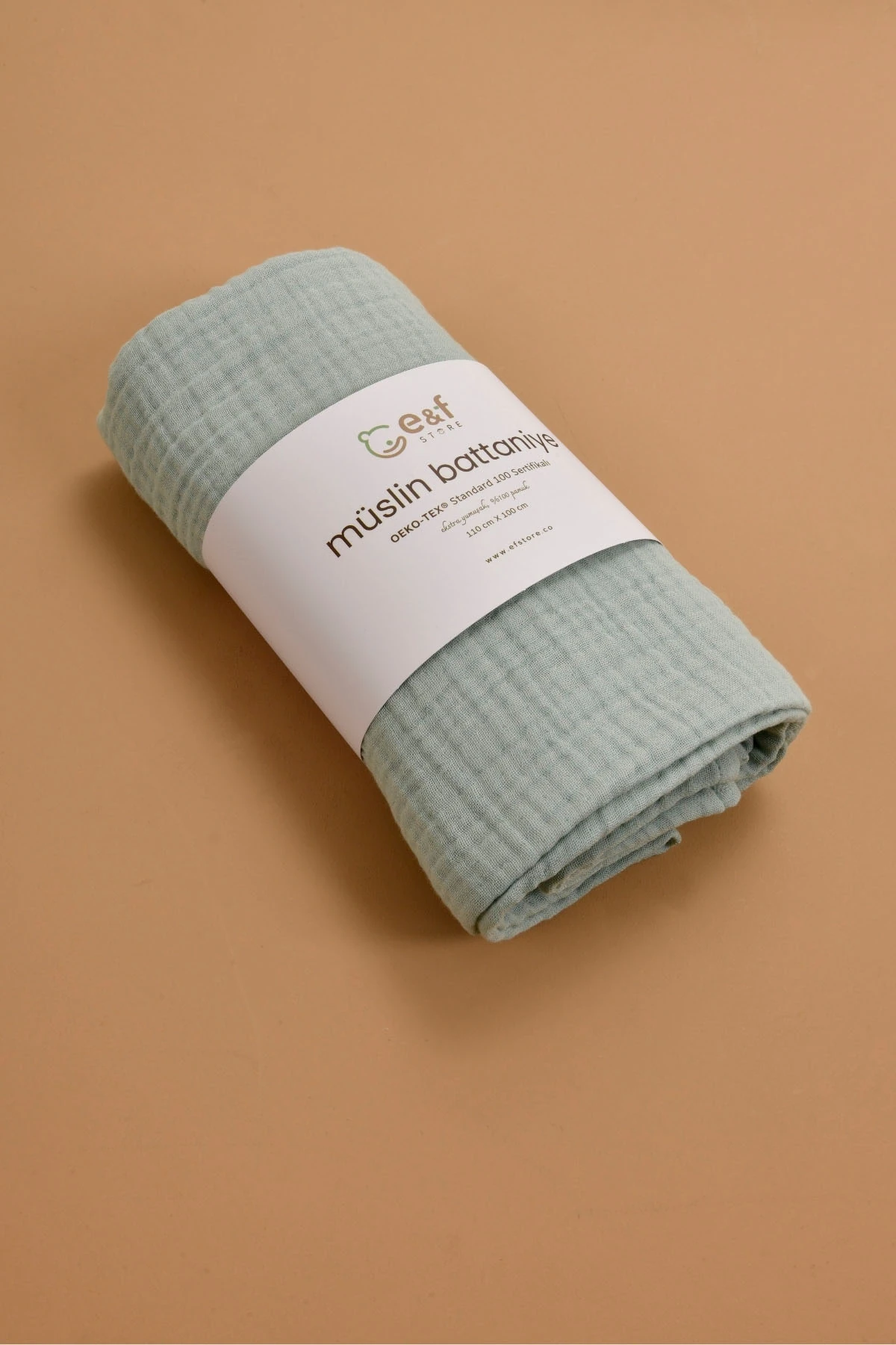 Picture of İkinci Şans - 4 Katlı Organik Müslin Bebek Battaniyesi - Mint Yeşili