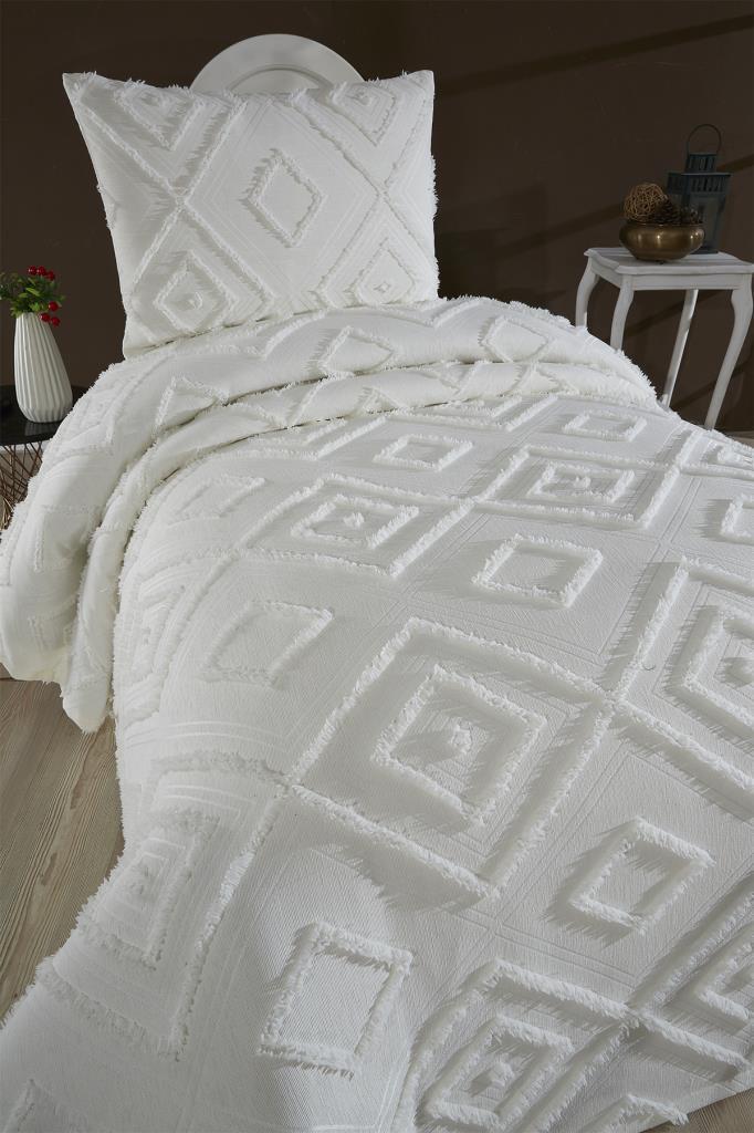 Picture of Çeyiz Diyarı Samira 2 Parça Tek Kişilik Pike Takımı Krem