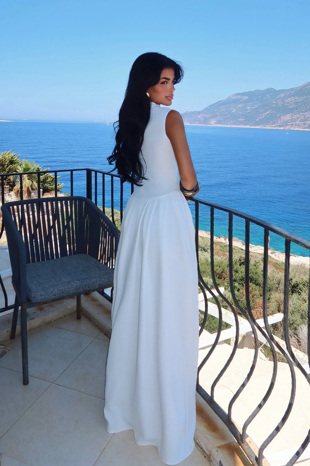 Picture of White Bimala Boat Neck Dress