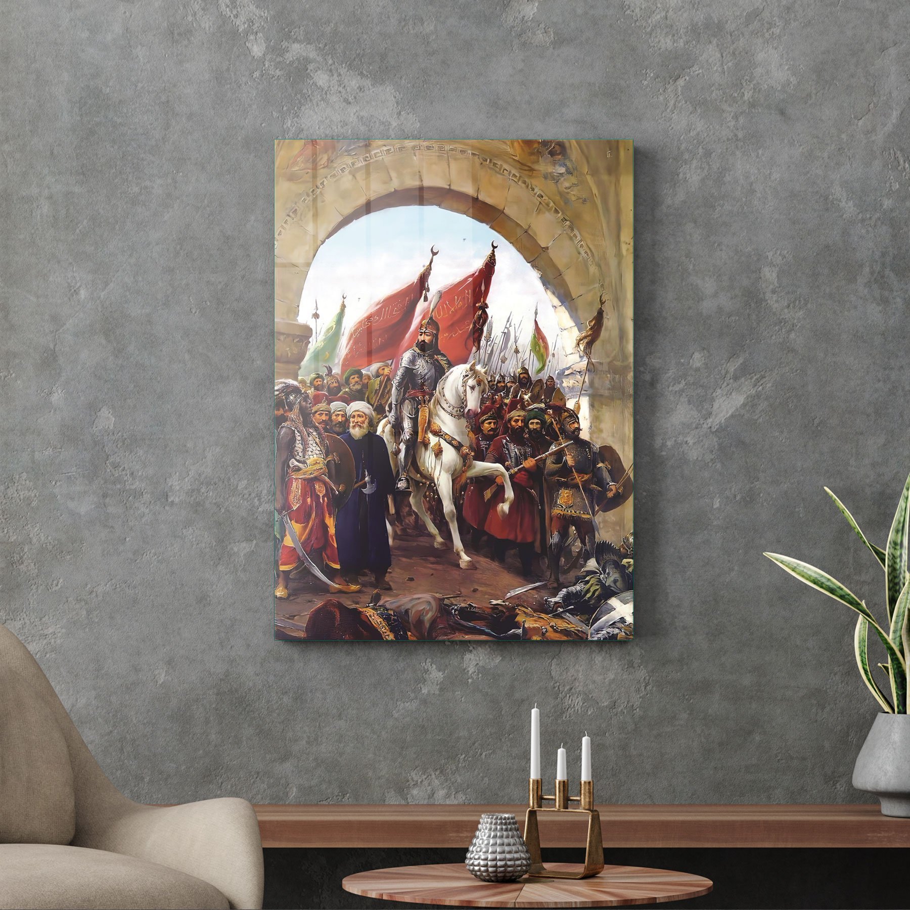 Picture of Decovetro Fatih Sultan Mehmet Ve İstanbul Fethi Cam Tablo 70x100 cm