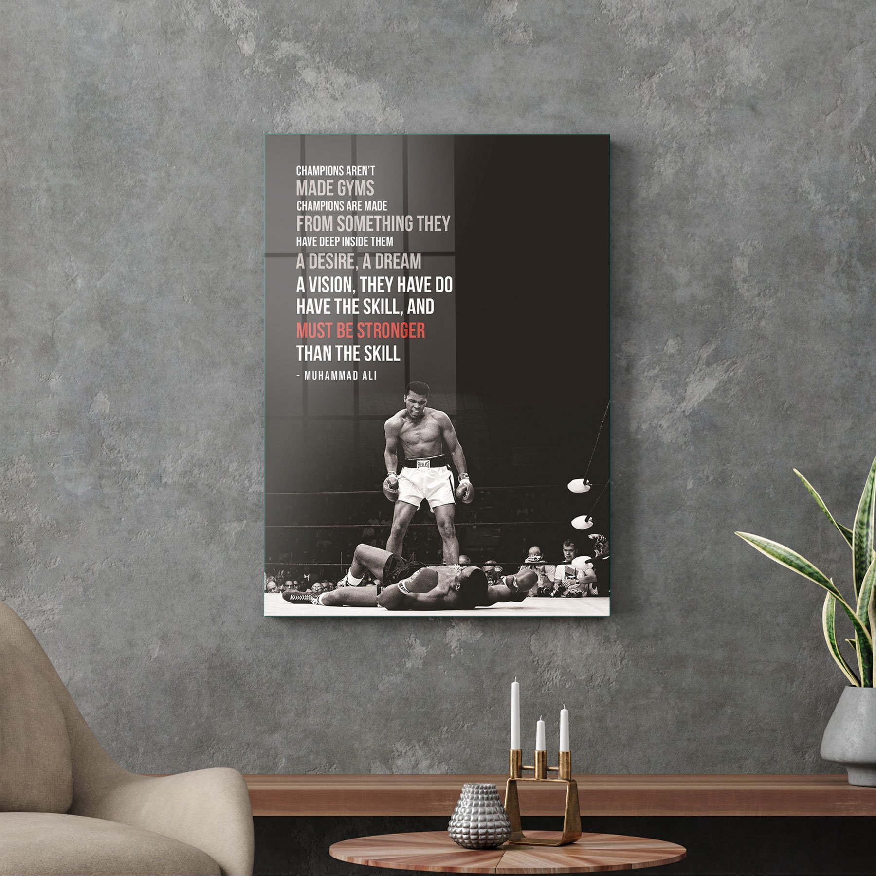 Picture of Decovetro Cam Tablo Muhammed Ali Motivational 30x40 cm