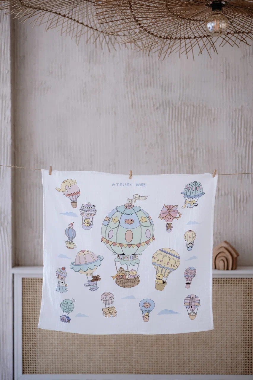 Picture of Müslin Bebek Örtüsü Ve 3’Lü Ağız Bezi Seti - Kapadokya