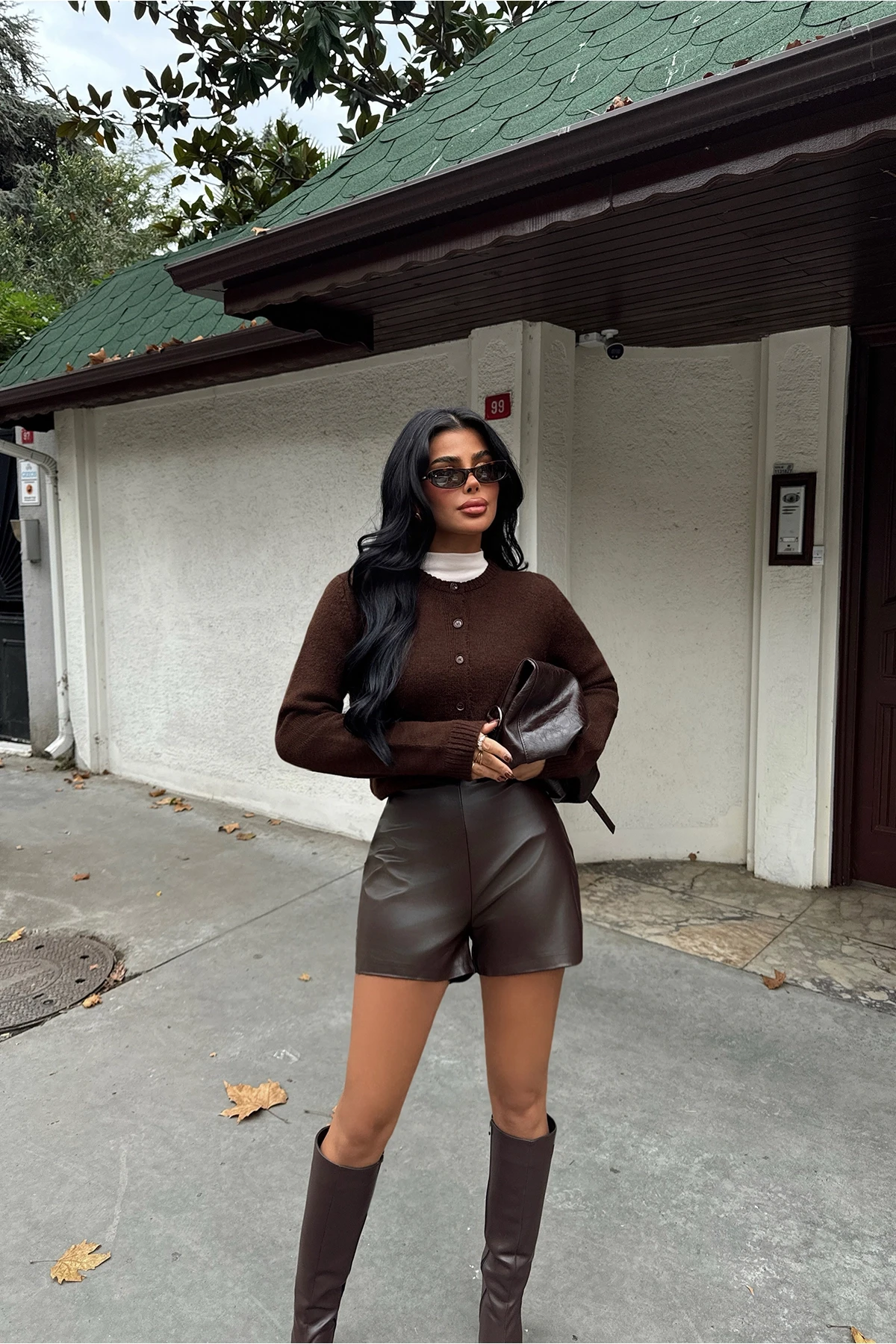 Picture of Brown Zipper Detail Shorts